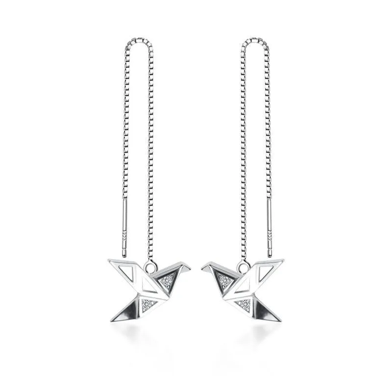 Origami Bird Chain Earrings