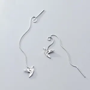 Origami Bird Chain Earrings