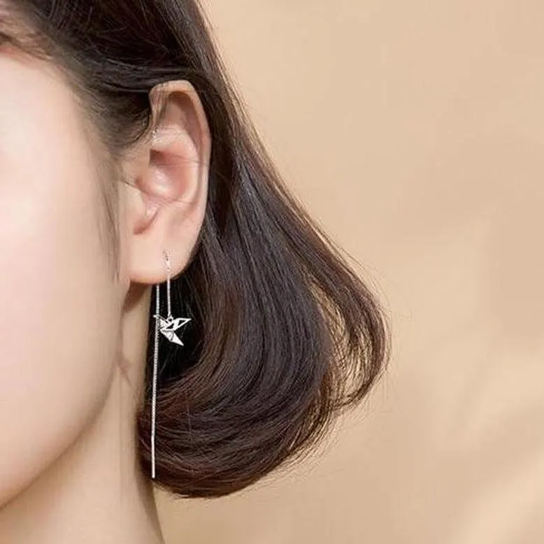 Origami Bird Chain Earrings