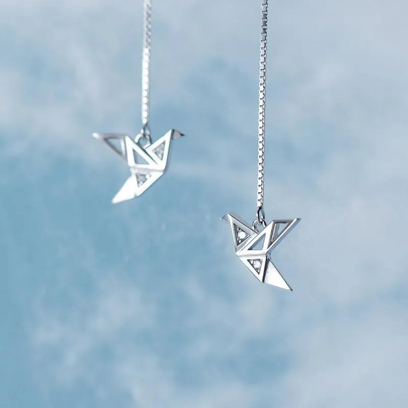 Origami Bird Chain Earrings