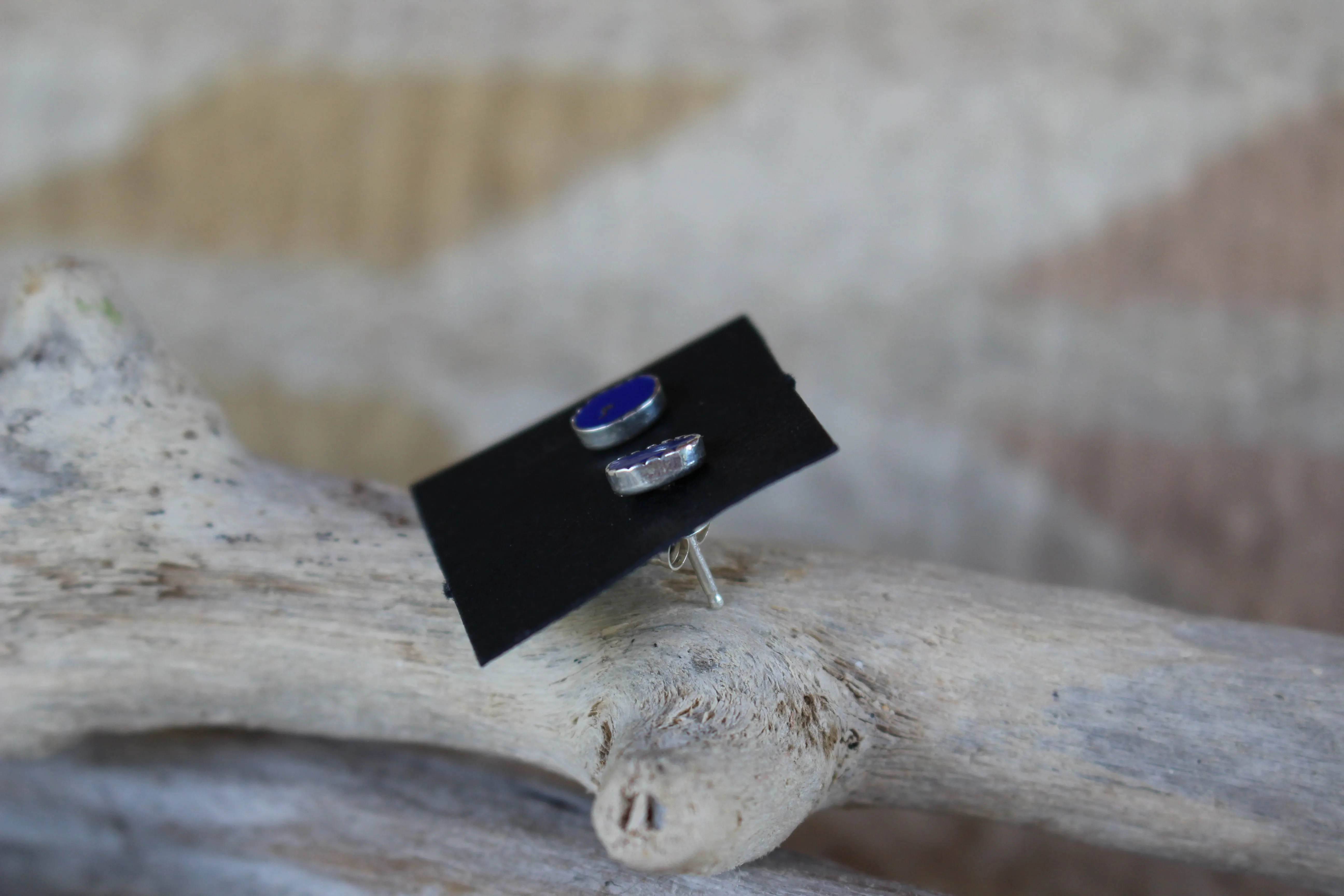 Oval Lapis Studs