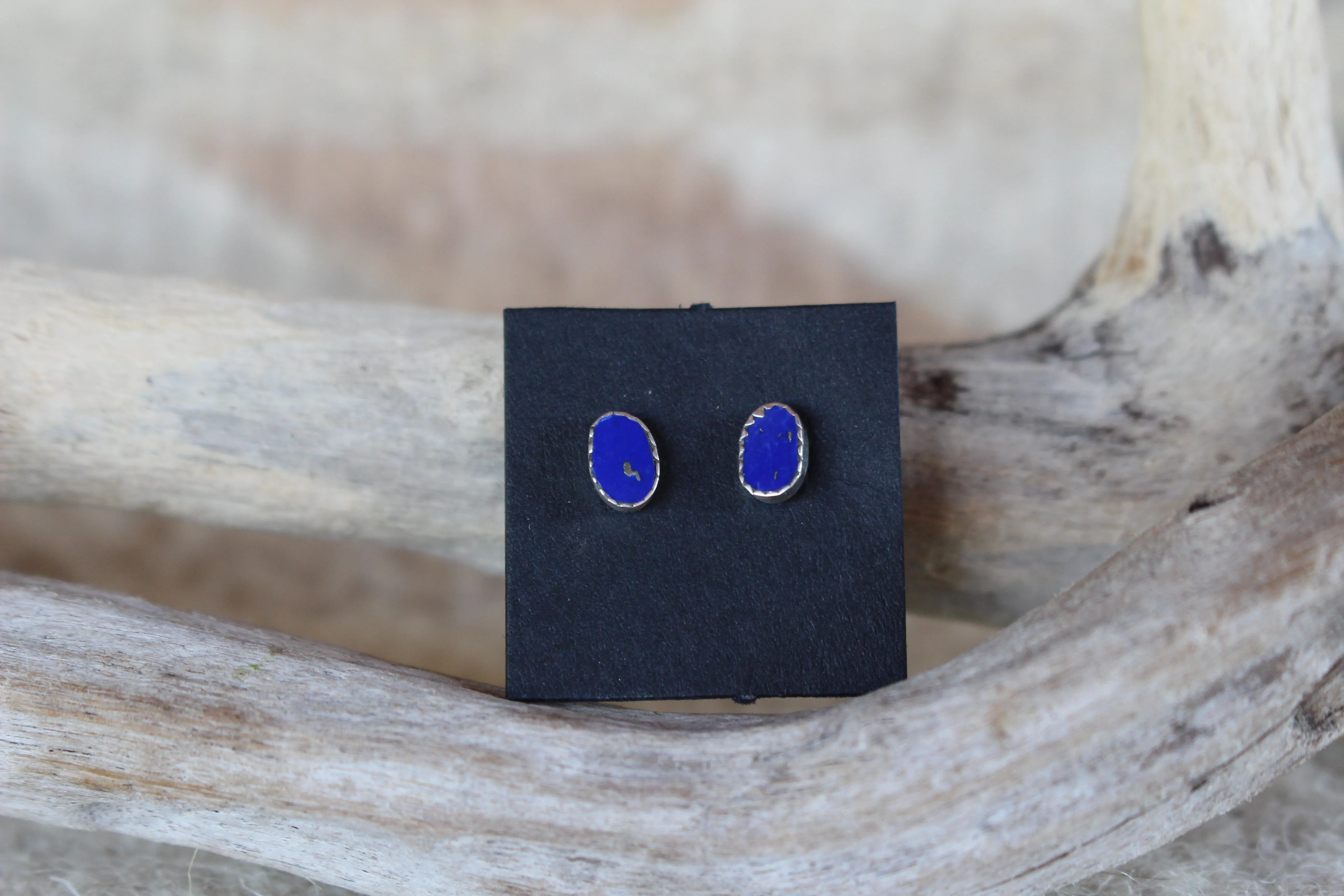 Oval Lapis Studs