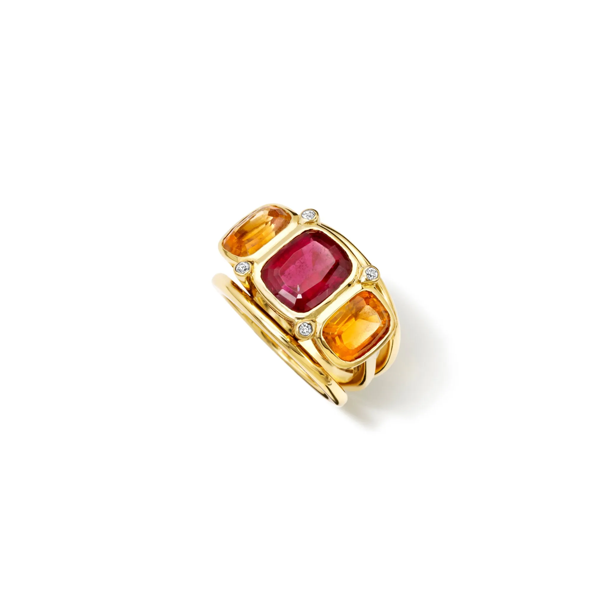 Ozymandias Ring 18ct Yellow Gold - Citrine, Rubellite Garnet & Diamond