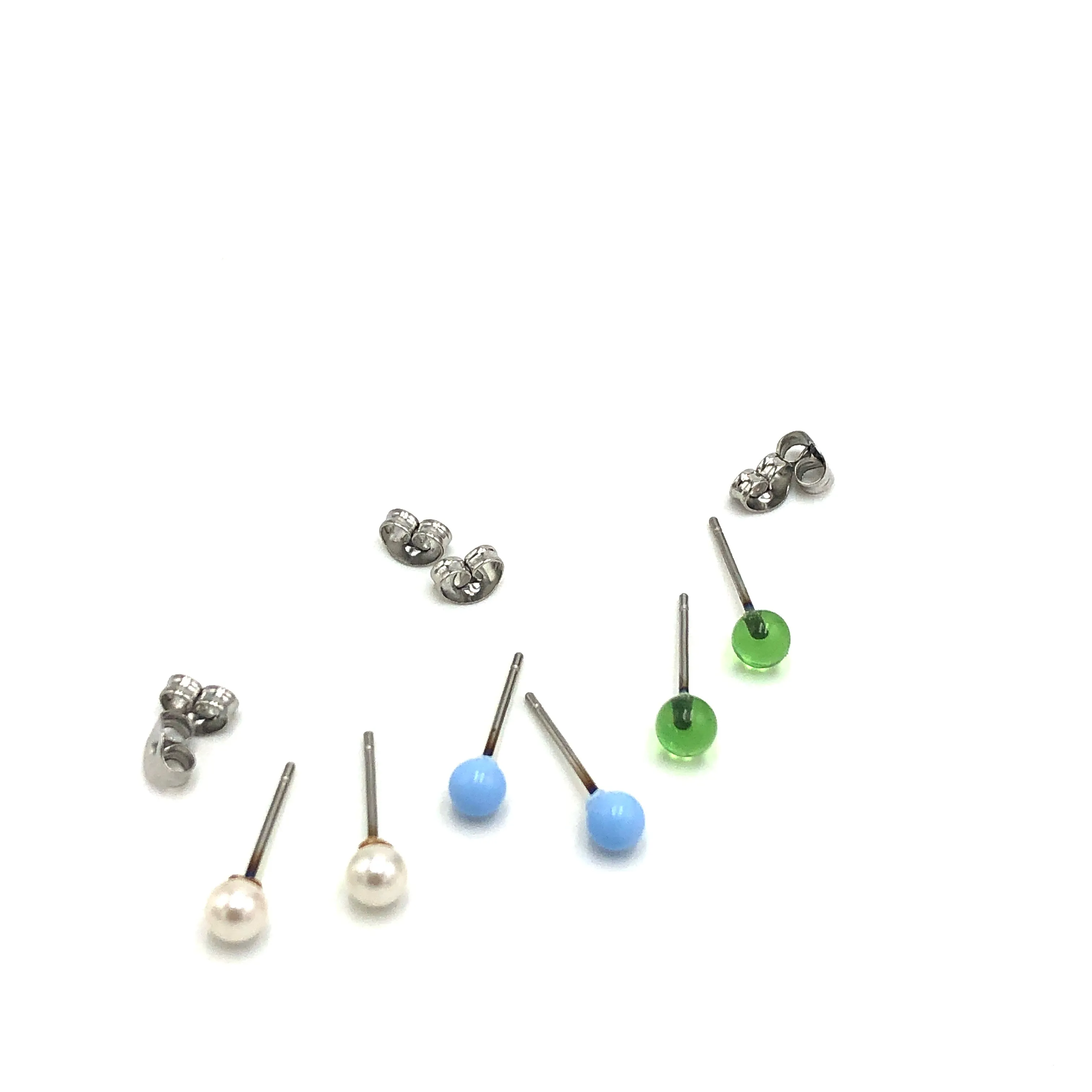 Pearl Ice & Lime Tiny Studs Earrings Set