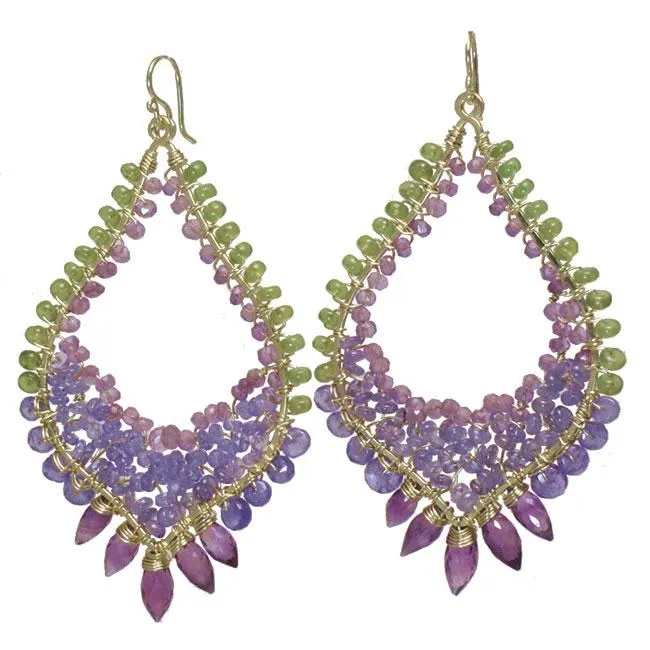 Peridot Tanzanite and Amethyst Earrings LB247 by Calico Juno Designs, Bonnie Riconda