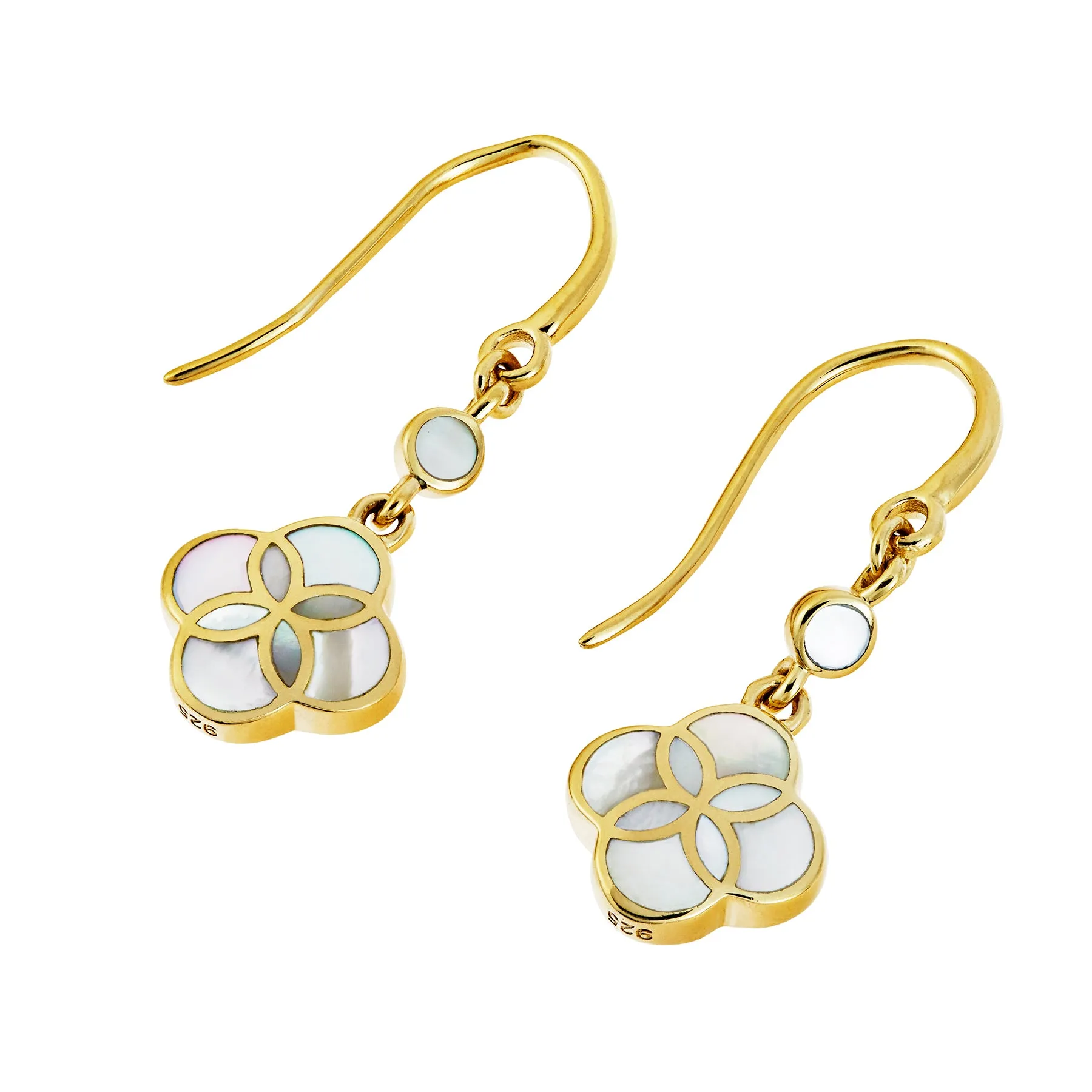 Petal Gemstone Sterling Drop Earrings 18K Gold Vermeil