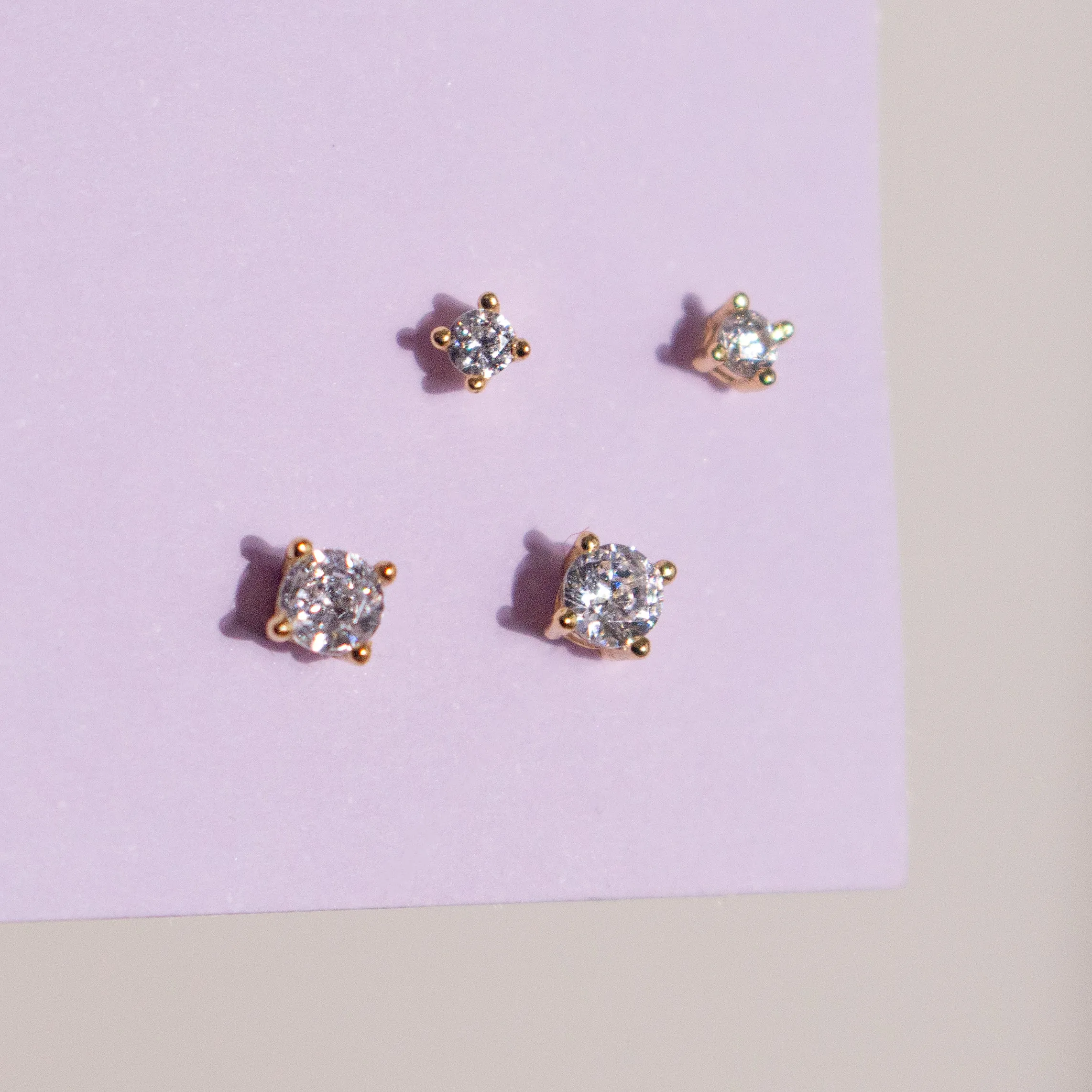 PETITE CZ STUDS 2MM GOLD