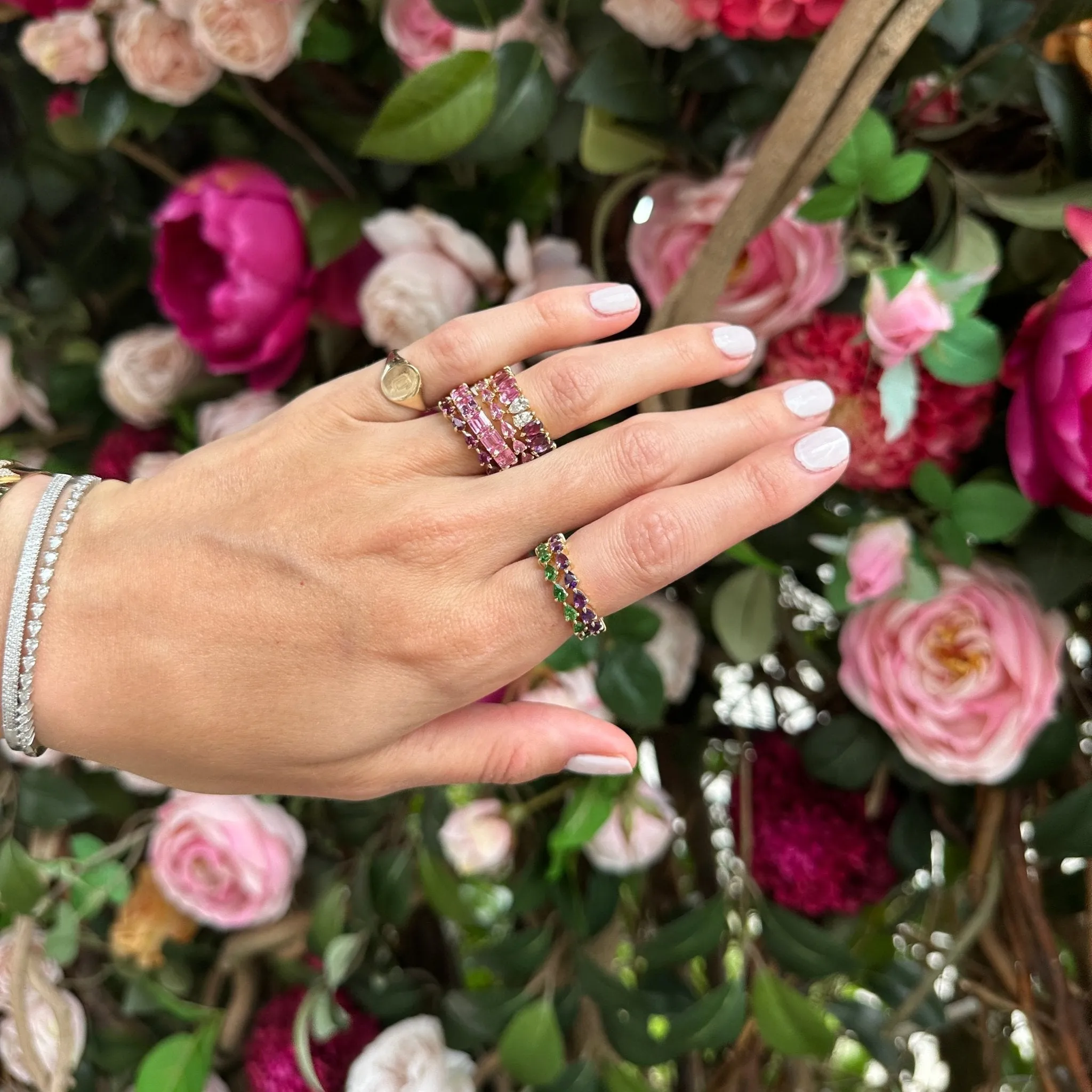 Petite Rhodolite Garnet Chasing Pear