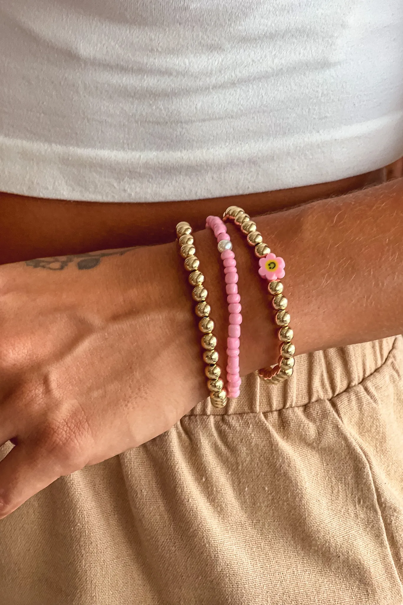 Pink and Gold Bracelet Set