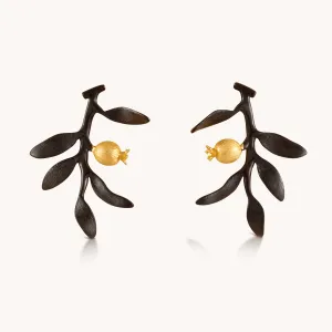 Pomegranate Black Stud Earrings W.