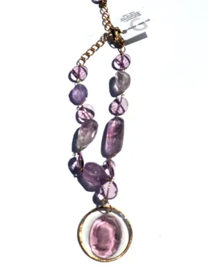 Purple Amethyst Swarovski Vintage Cameo Statement Necklace Gay Isber Sister Collection