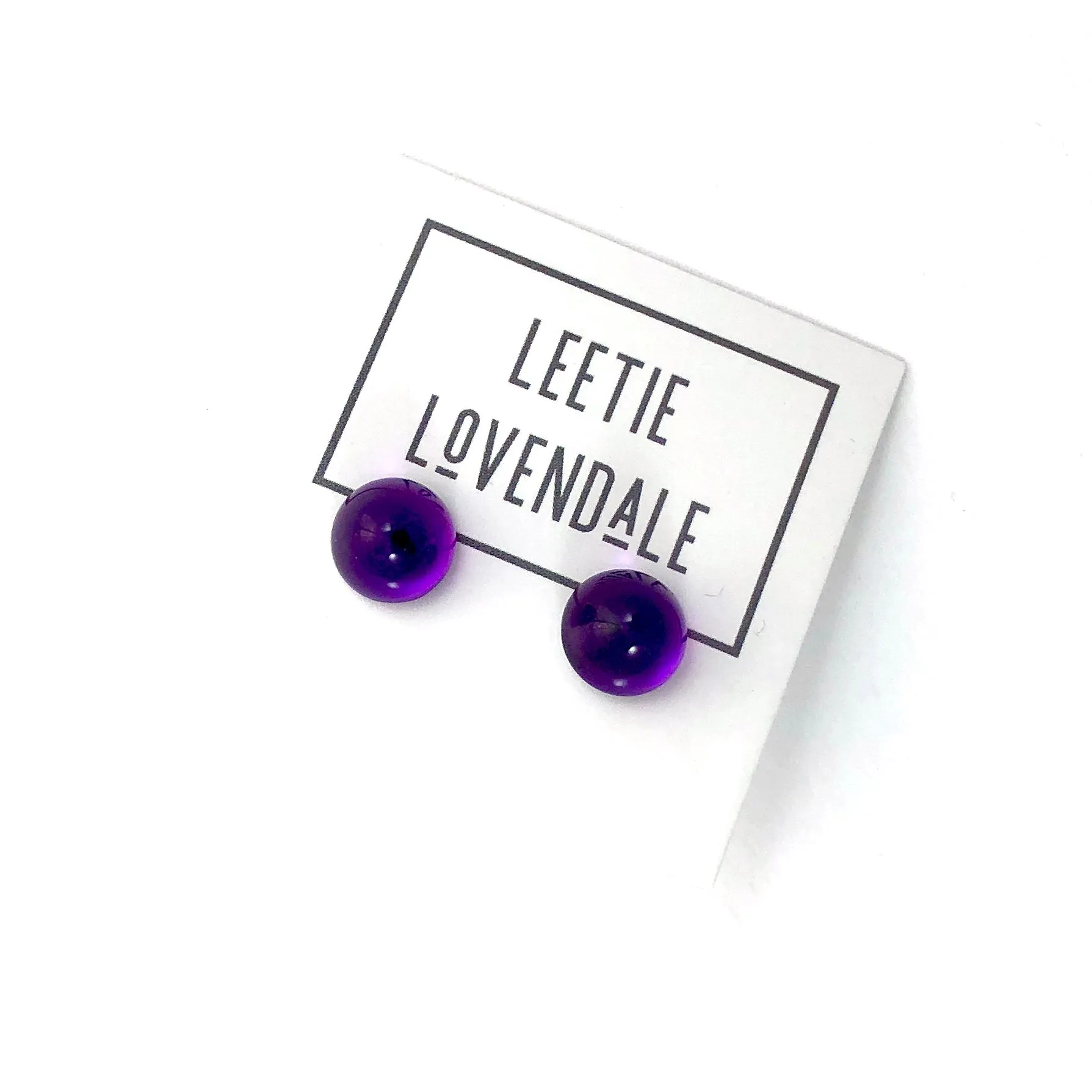 Purple Transparent Gumdrop Stud Earrings