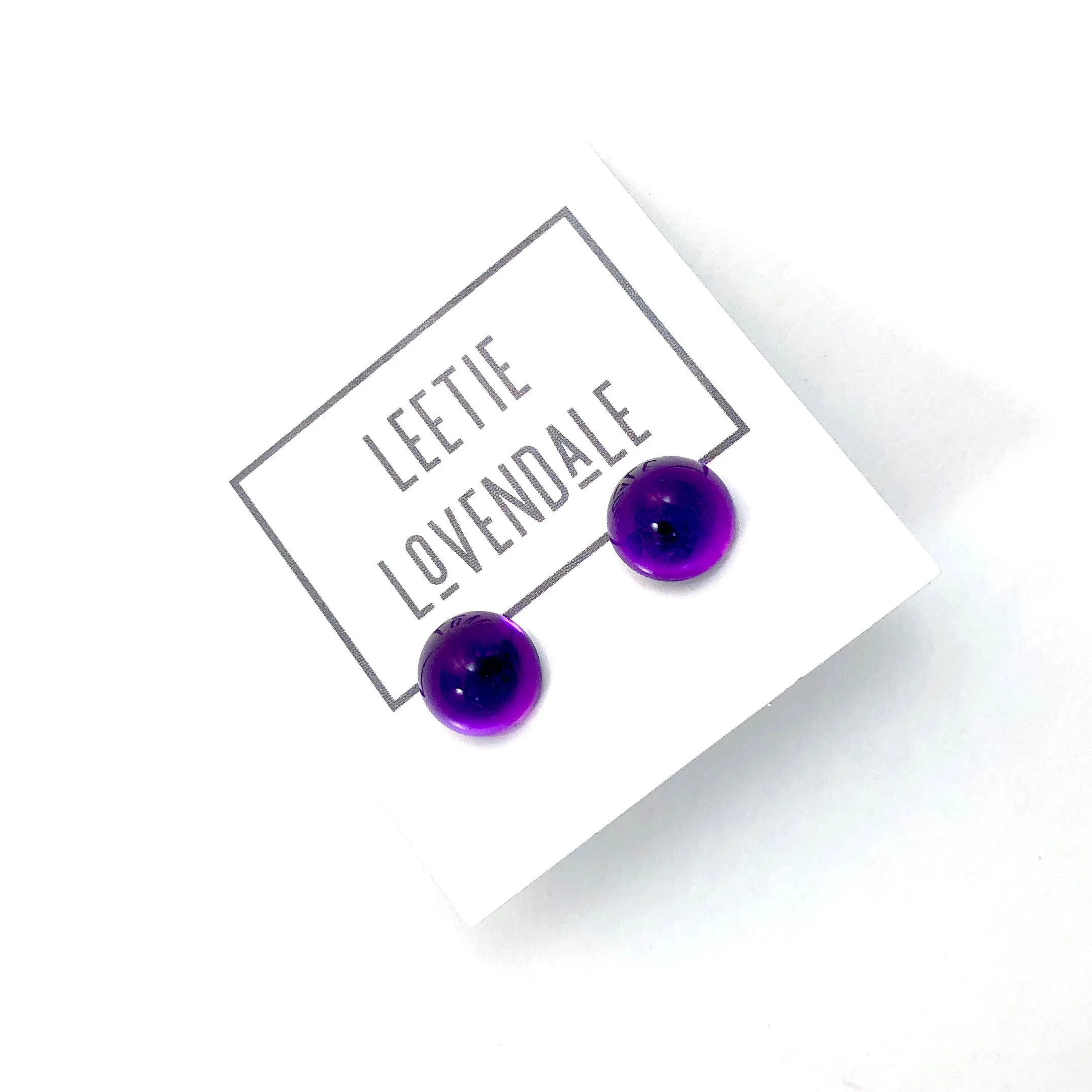 Purple Transparent Gumdrop Stud Earrings