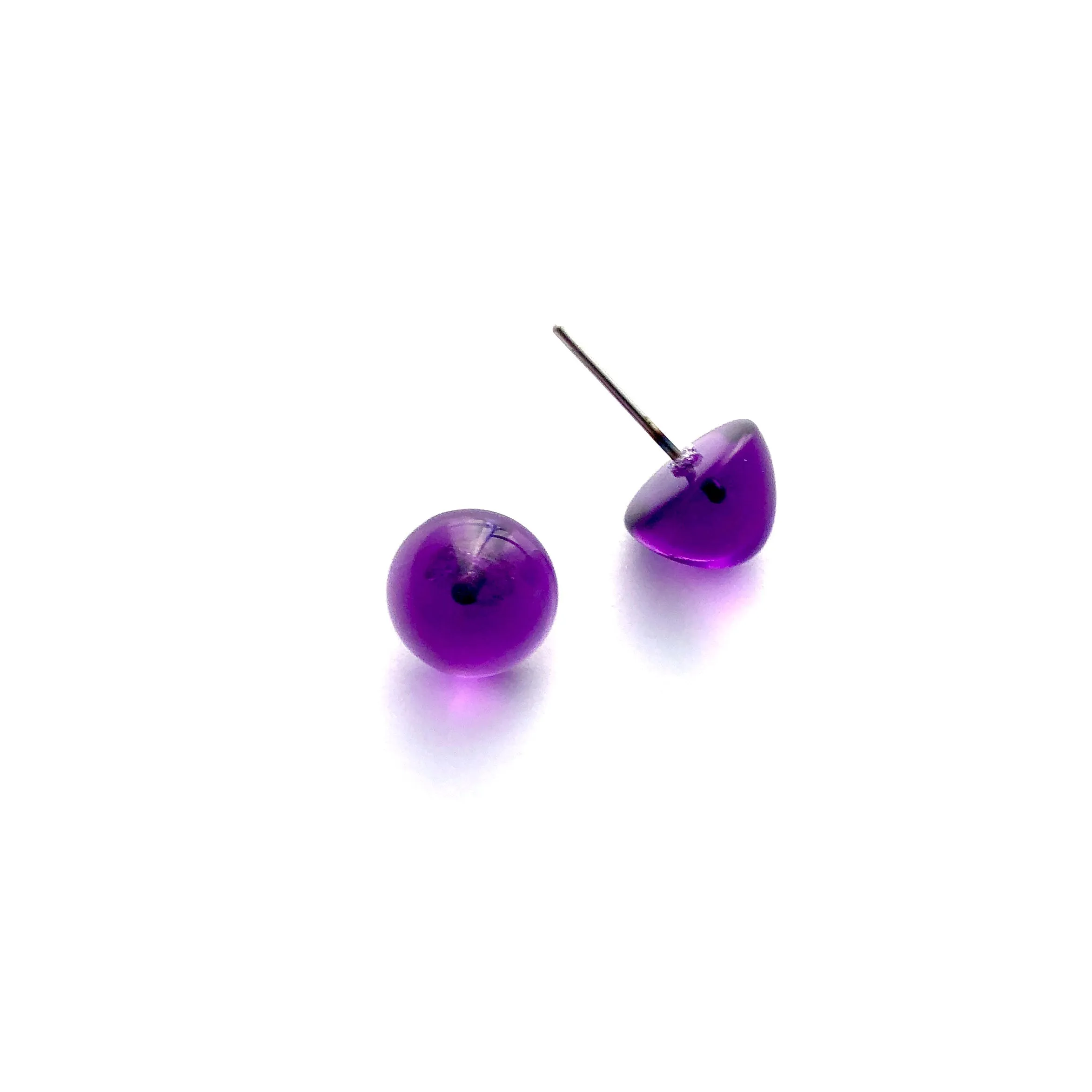 Purple Transparent Gumdrop Stud Earrings