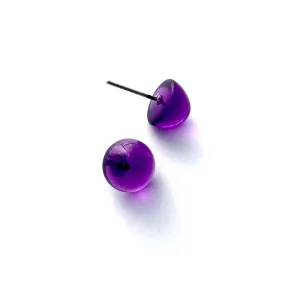 Purple Transparent Gumdrop Stud Earrings