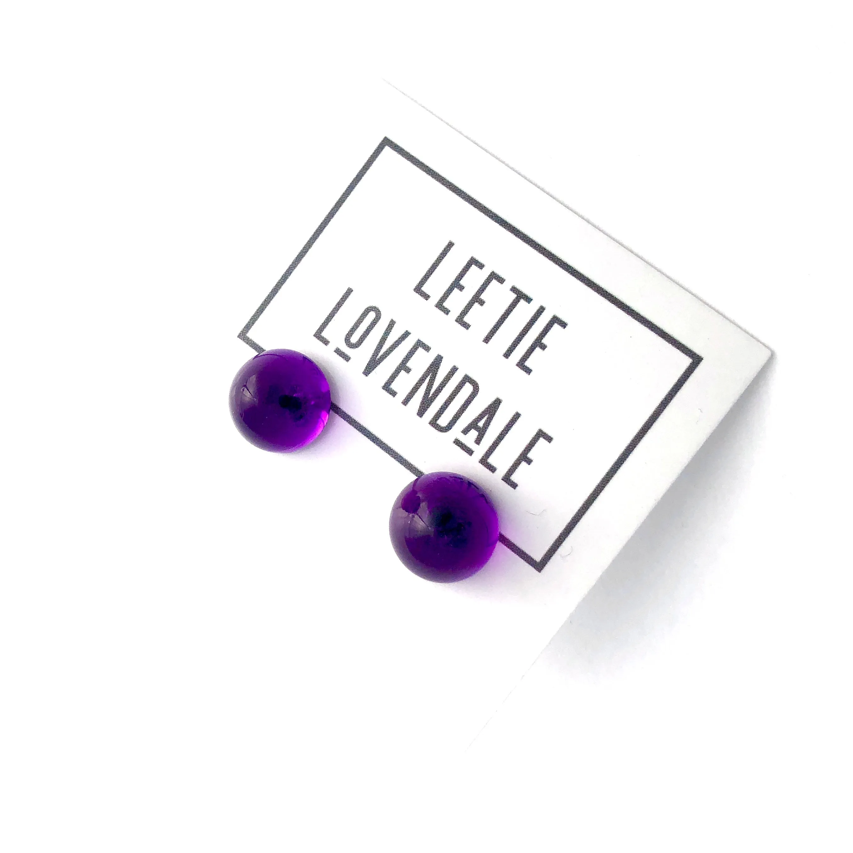 Purple Transparent Gumdrop Stud Earrings