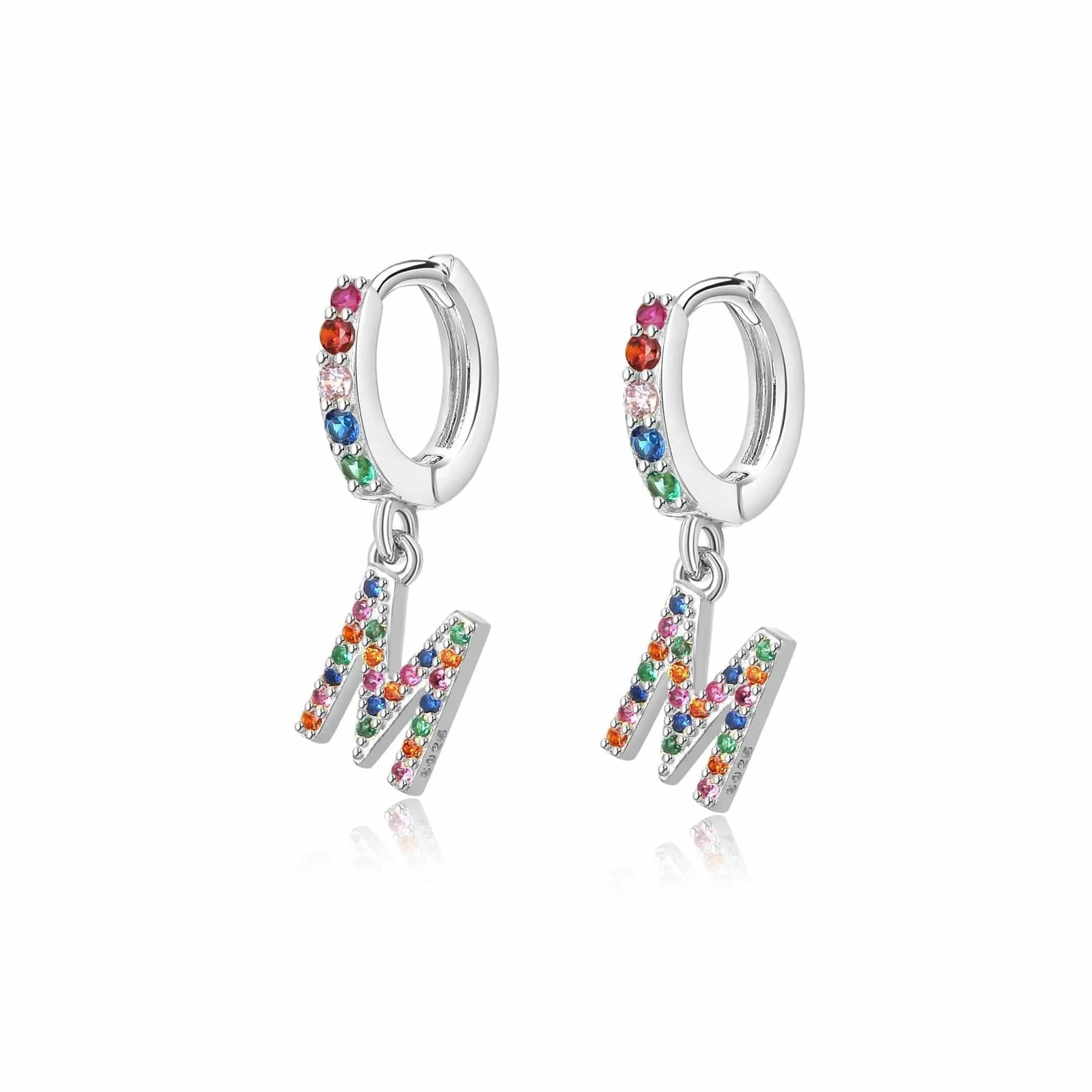 "Rainbow Initial Hoops" Earrings