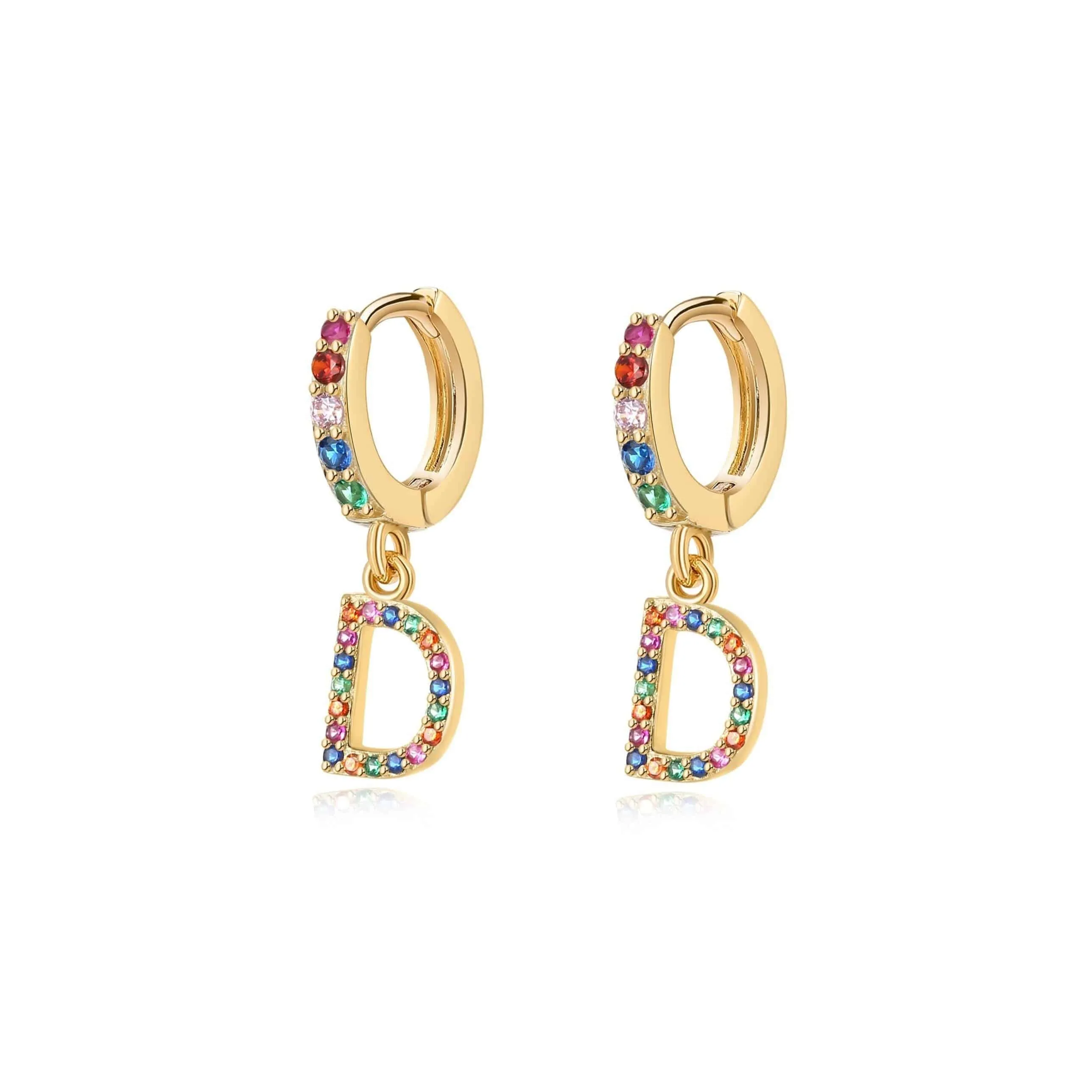 "Rainbow Initial Hoops" Earrings