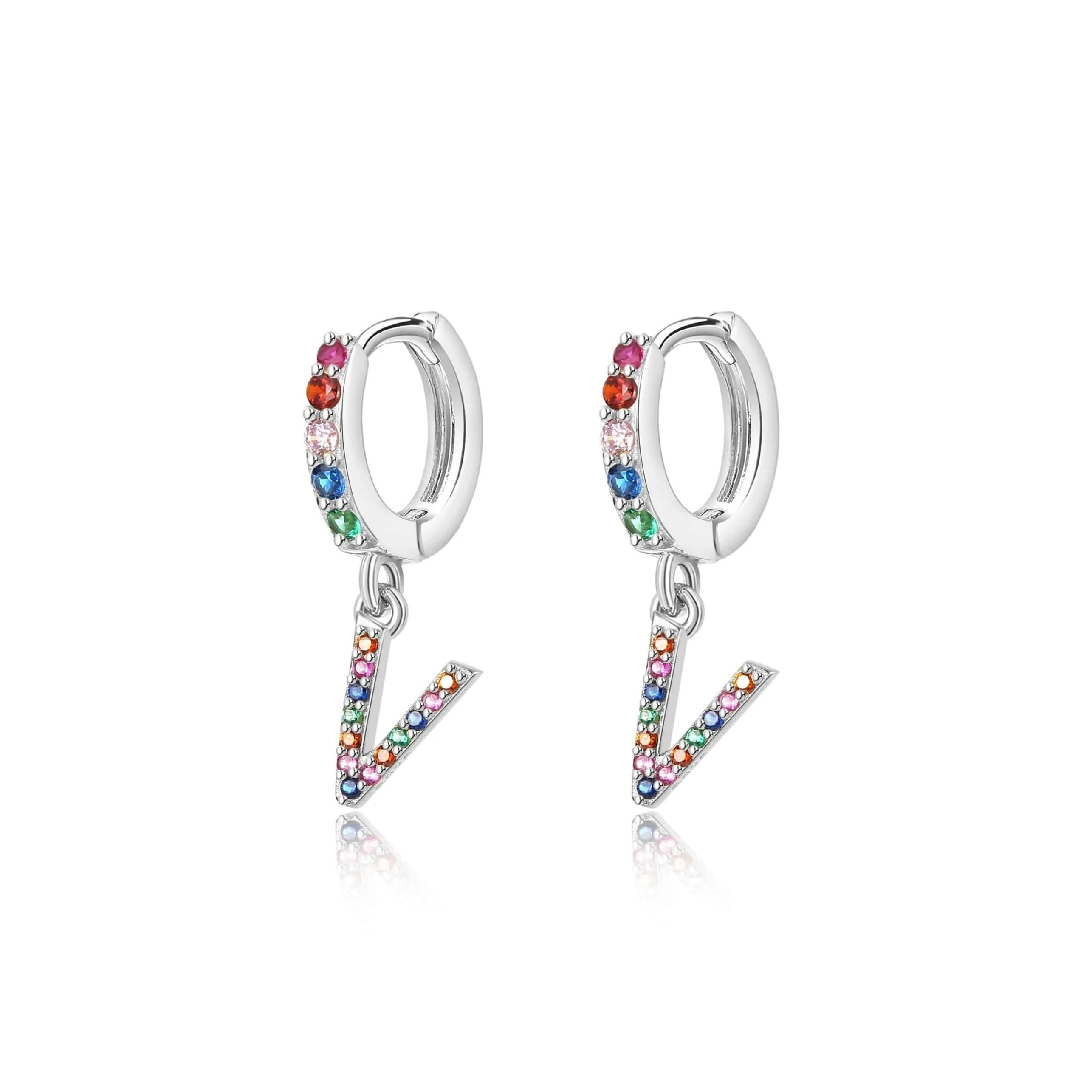 "Rainbow Initial Hoops" Earrings