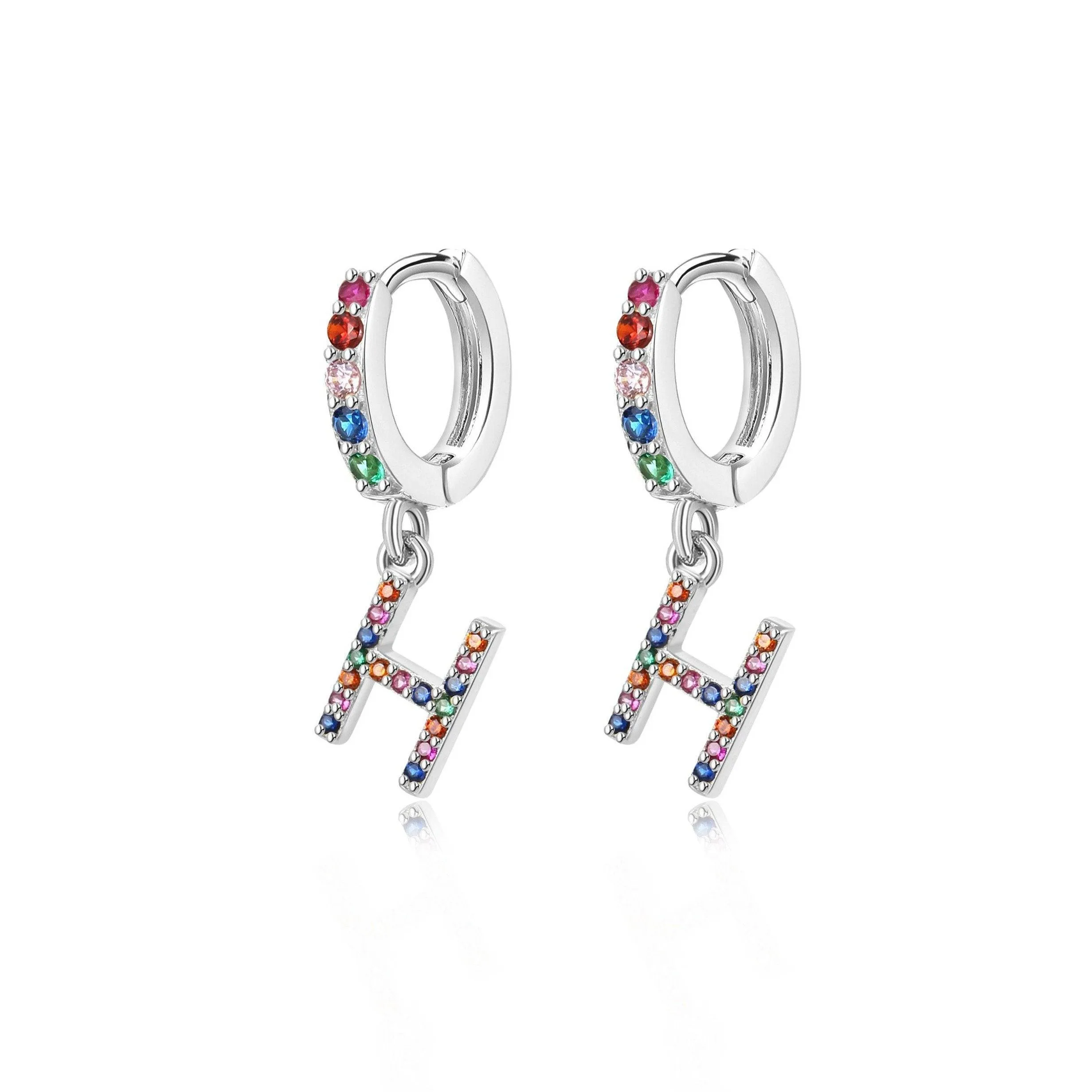 "Rainbow Initial Hoops" Earrings