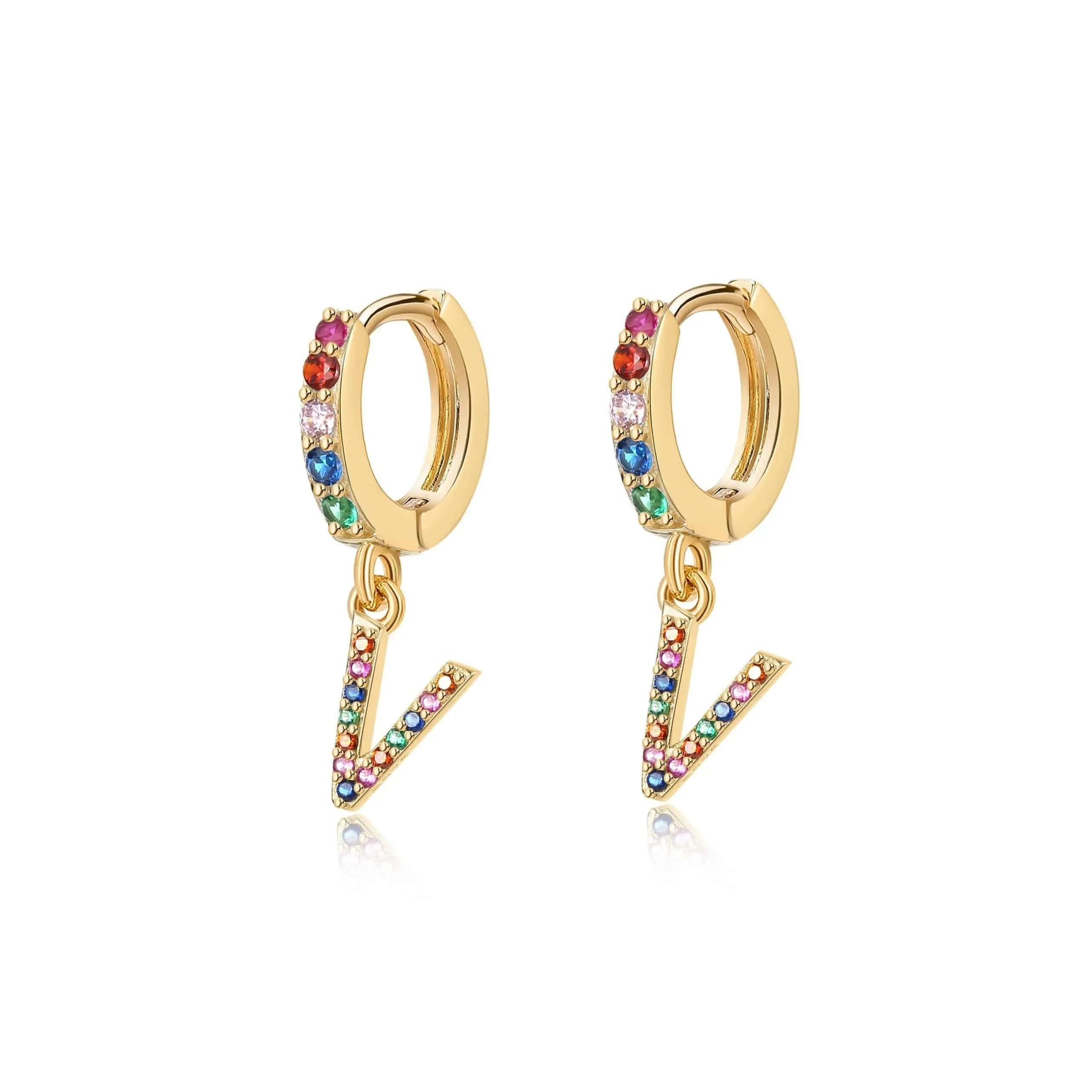 "Rainbow Initial Hoops" Earrings