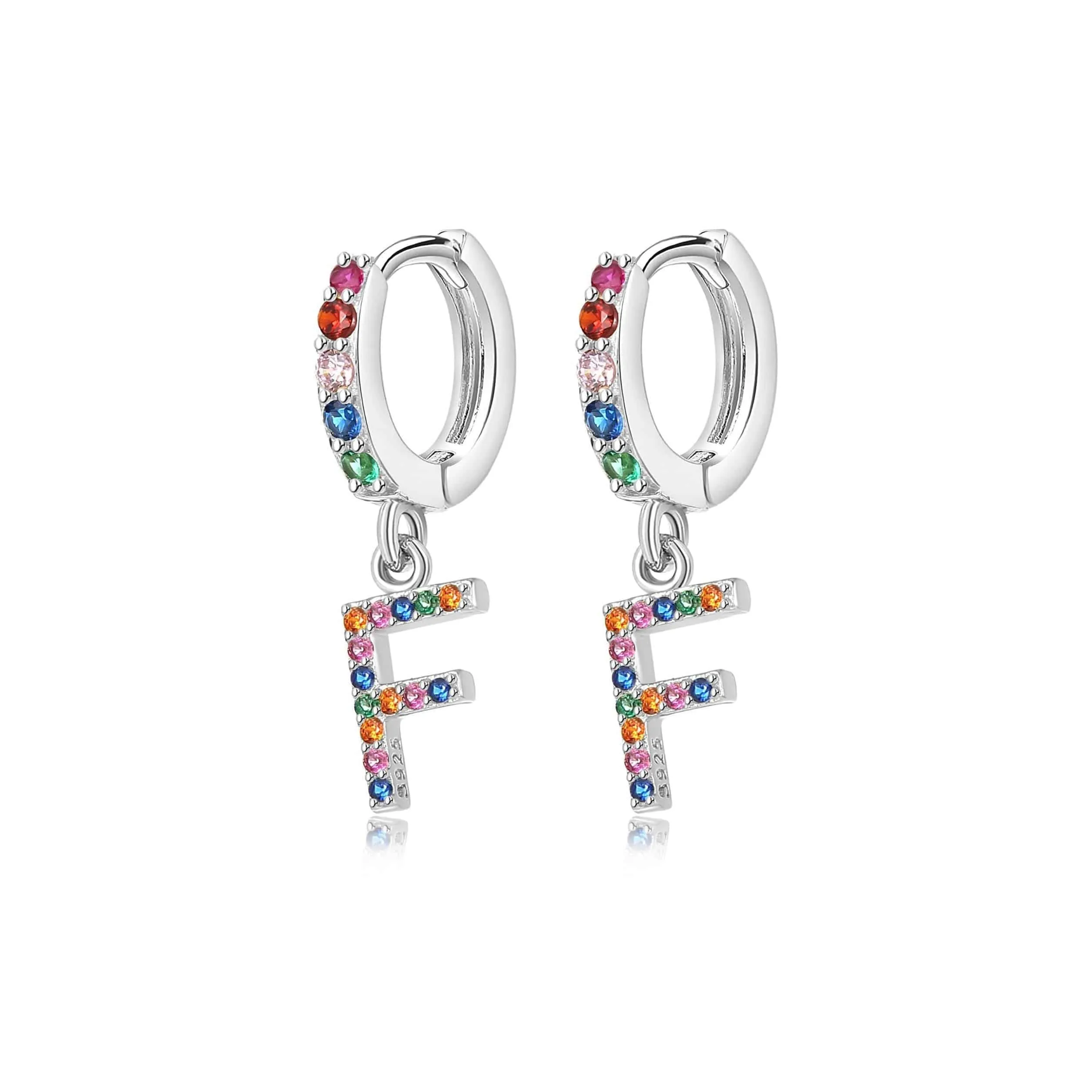 "Rainbow Initial Hoops" Earrings