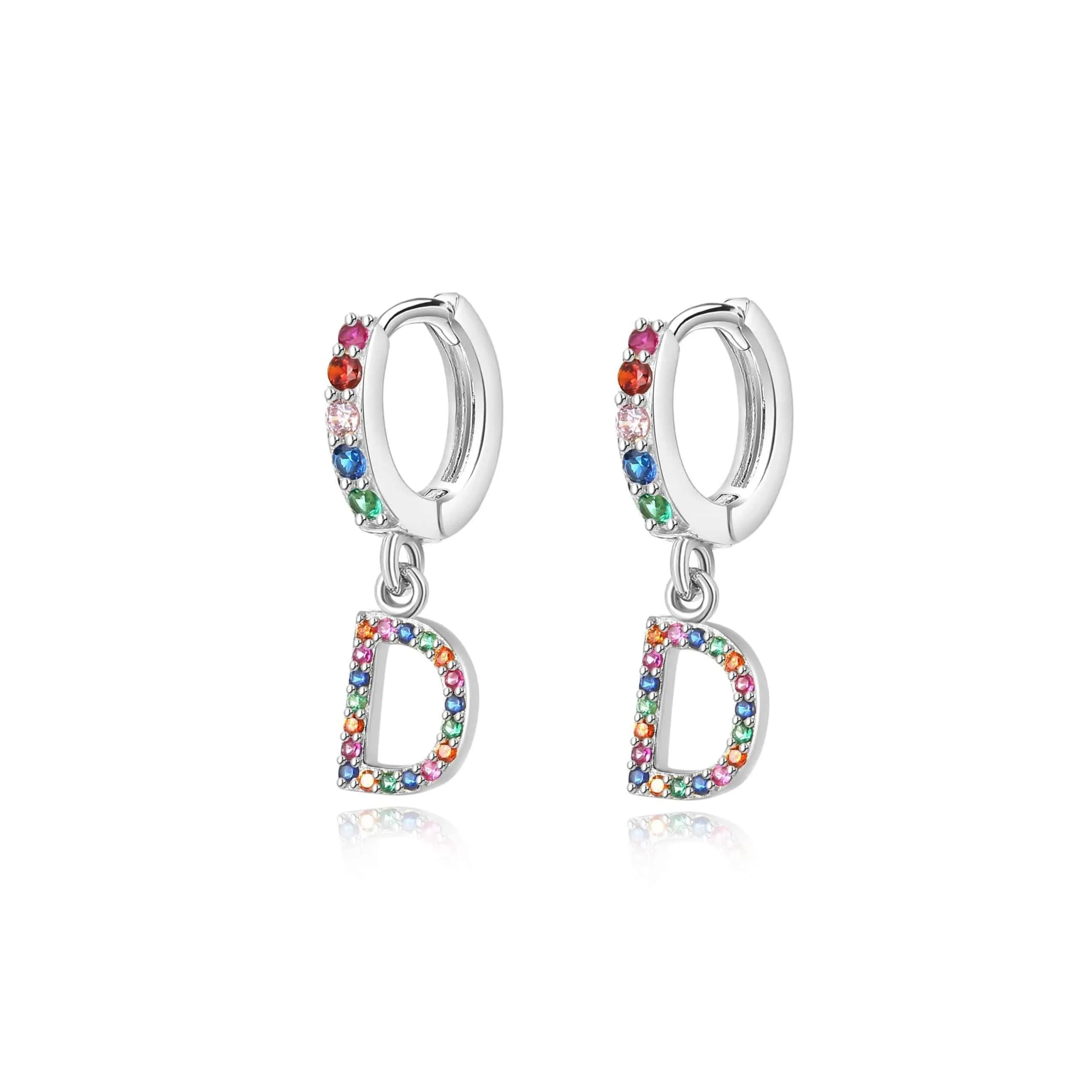 "Rainbow Initial Hoops" Earrings