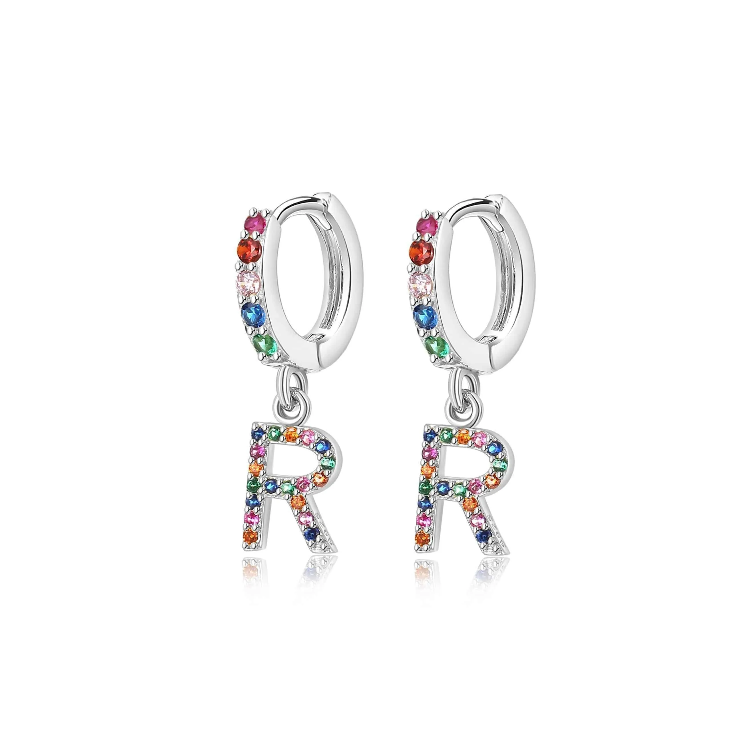 "Rainbow Initial Hoops" Earrings