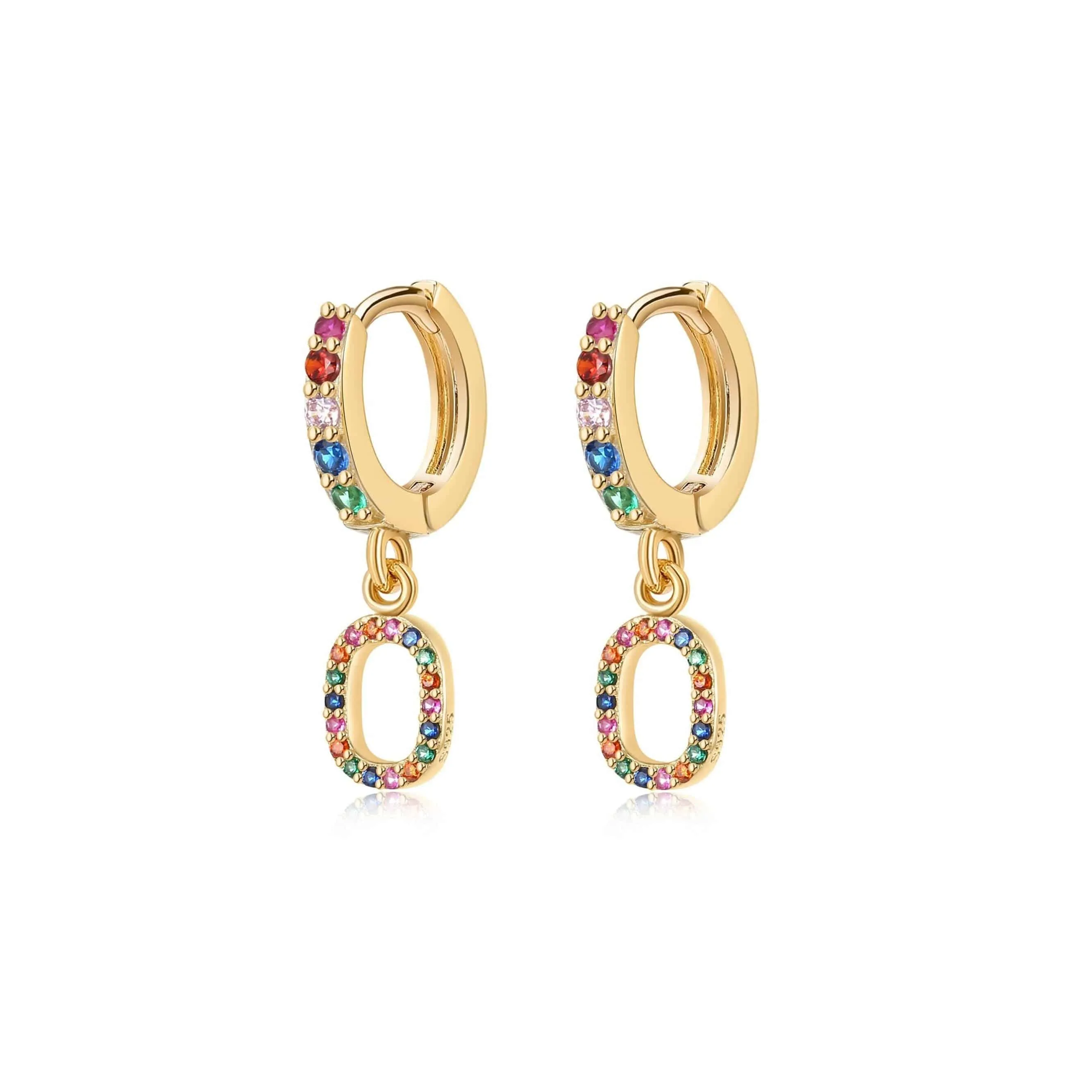 "Rainbow Initial Hoops" Earrings