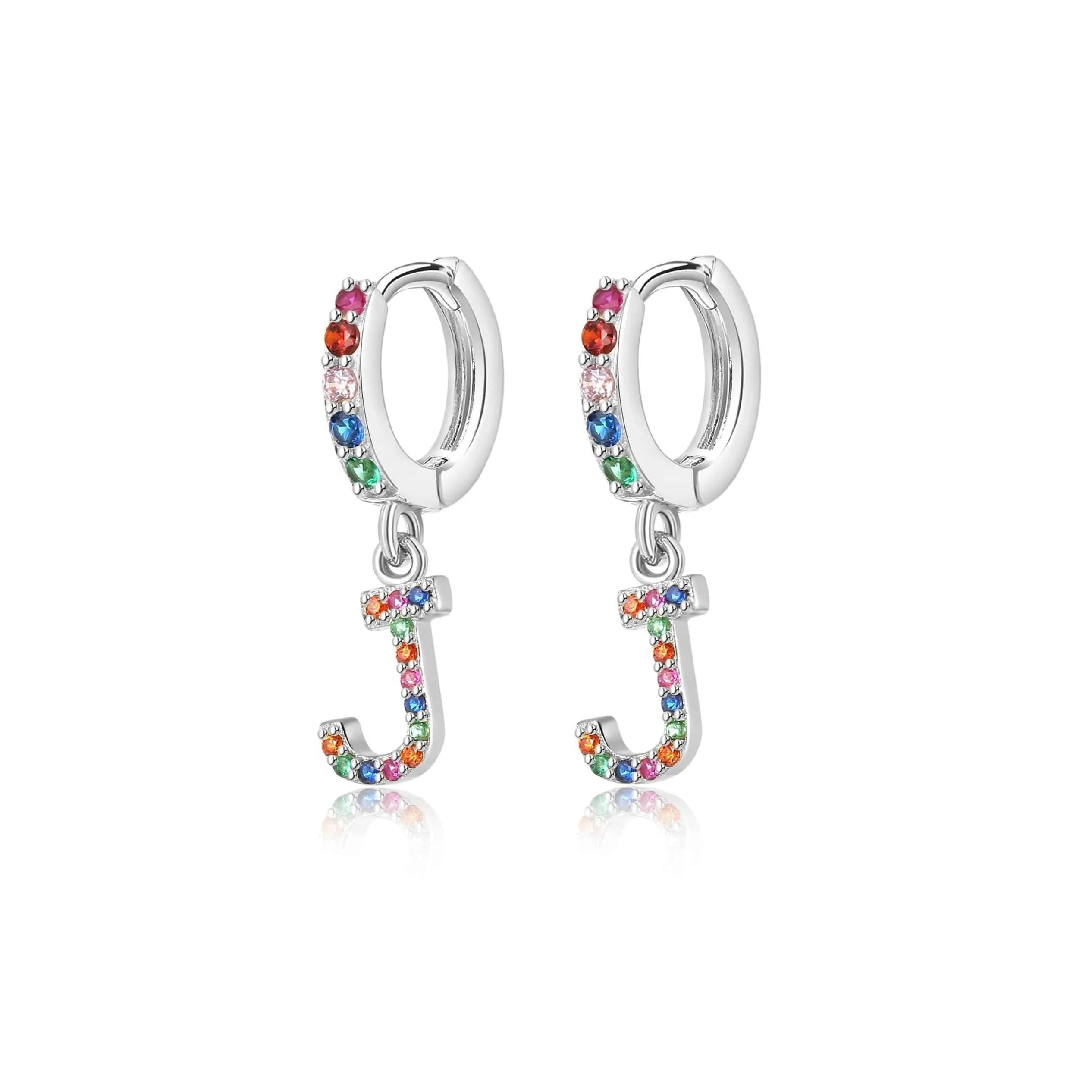 "Rainbow Initial Hoops" Earrings