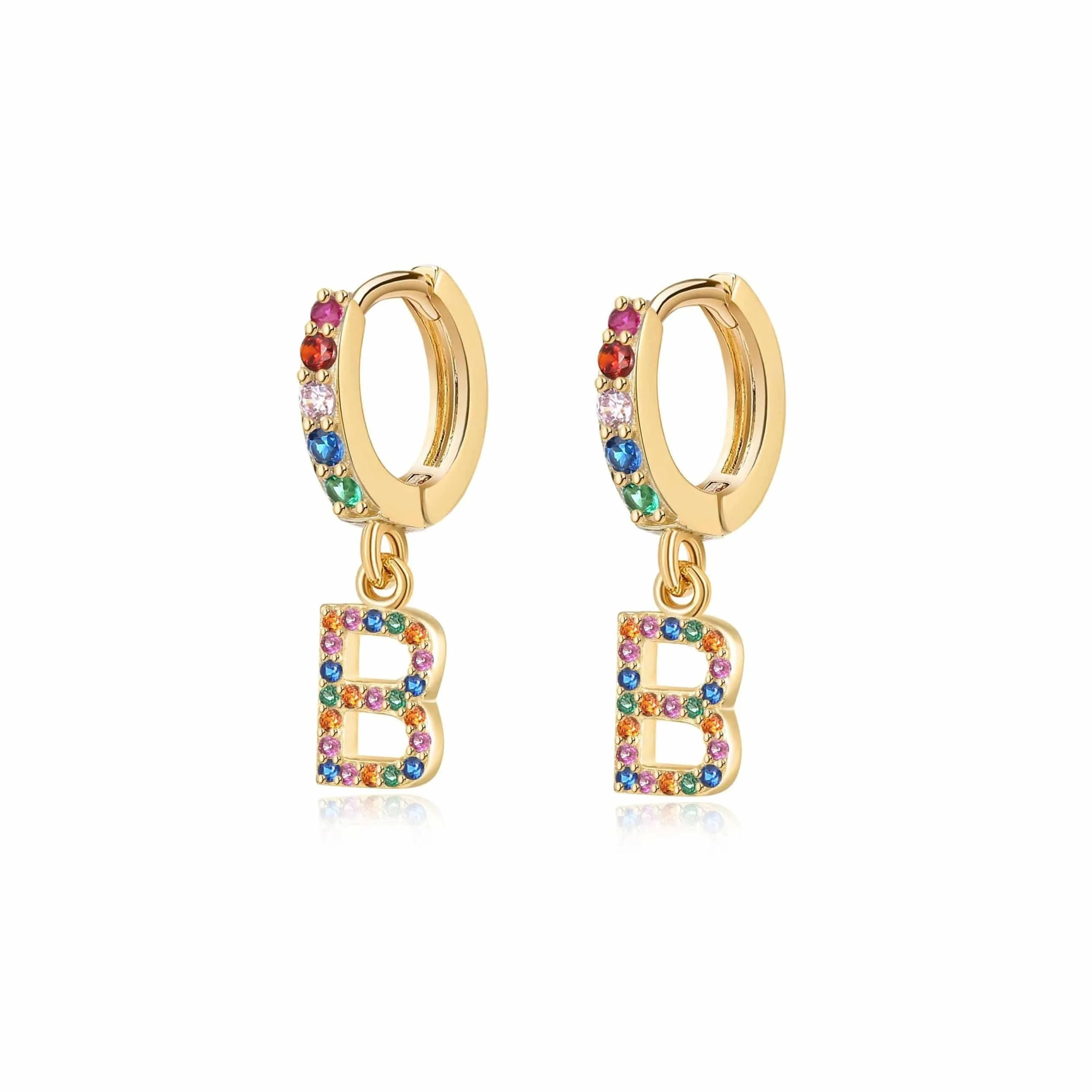 "Rainbow Initial Hoops" Earrings