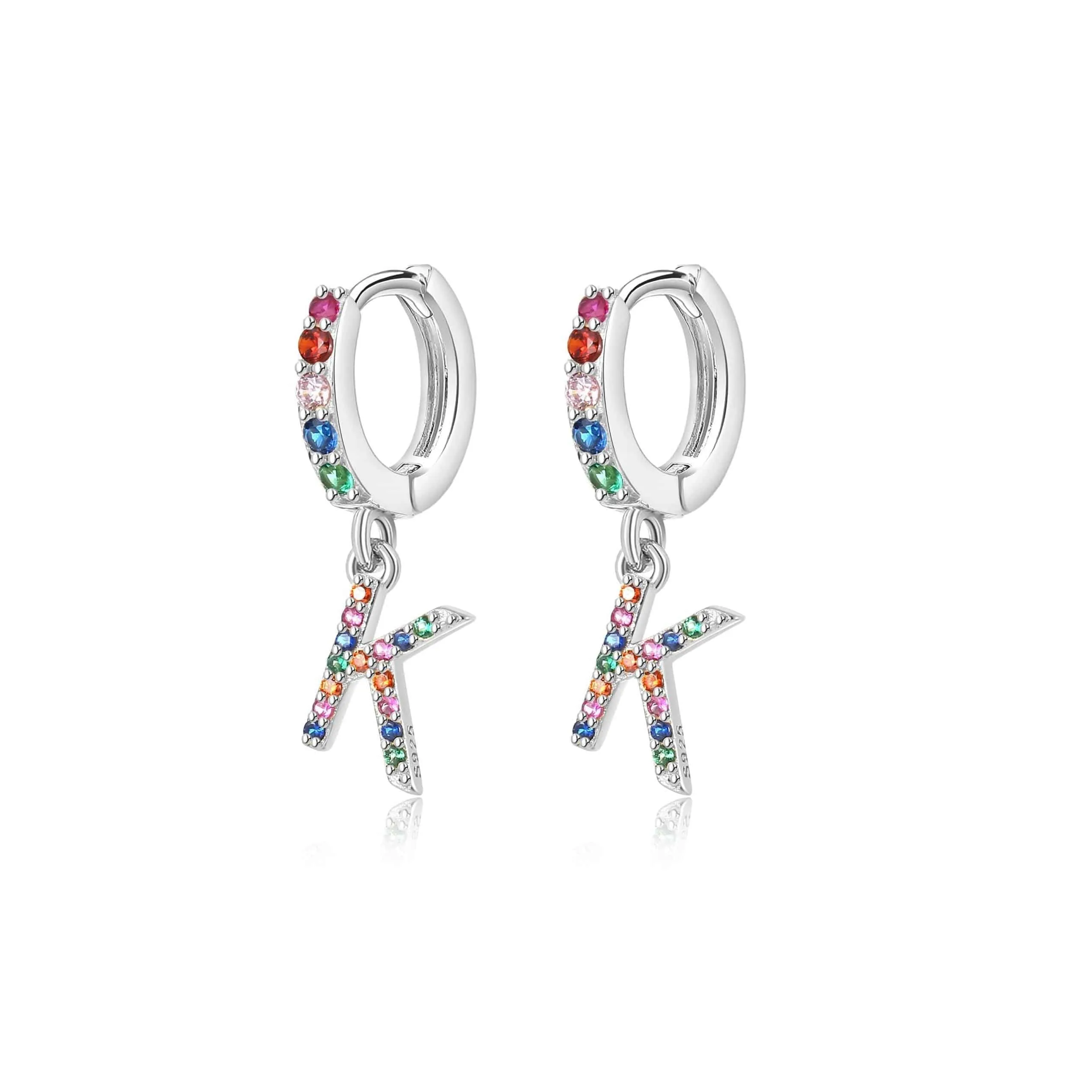 "Rainbow Initial Hoops" Earrings