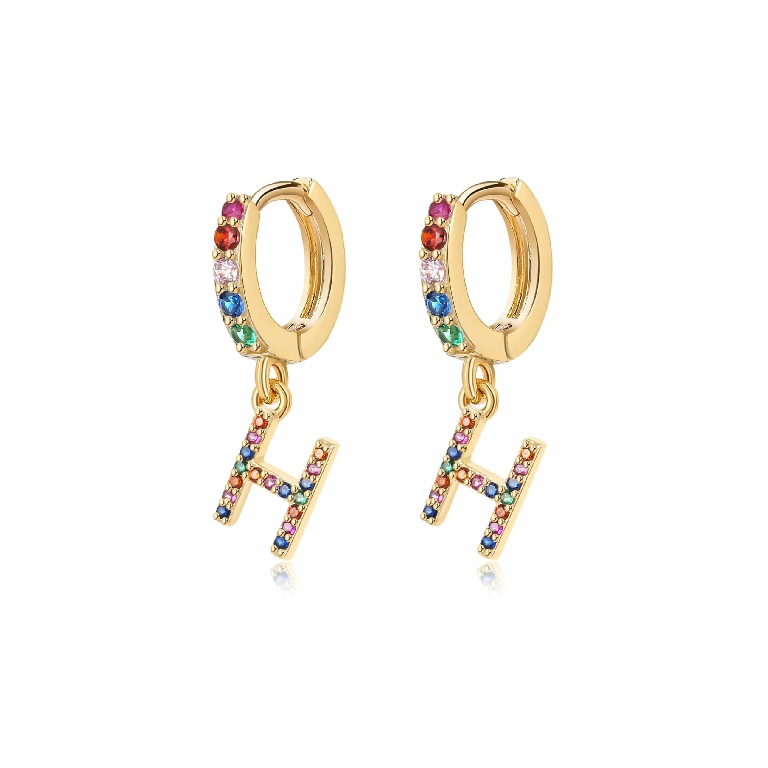 "Rainbow Initial Hoops" Earrings