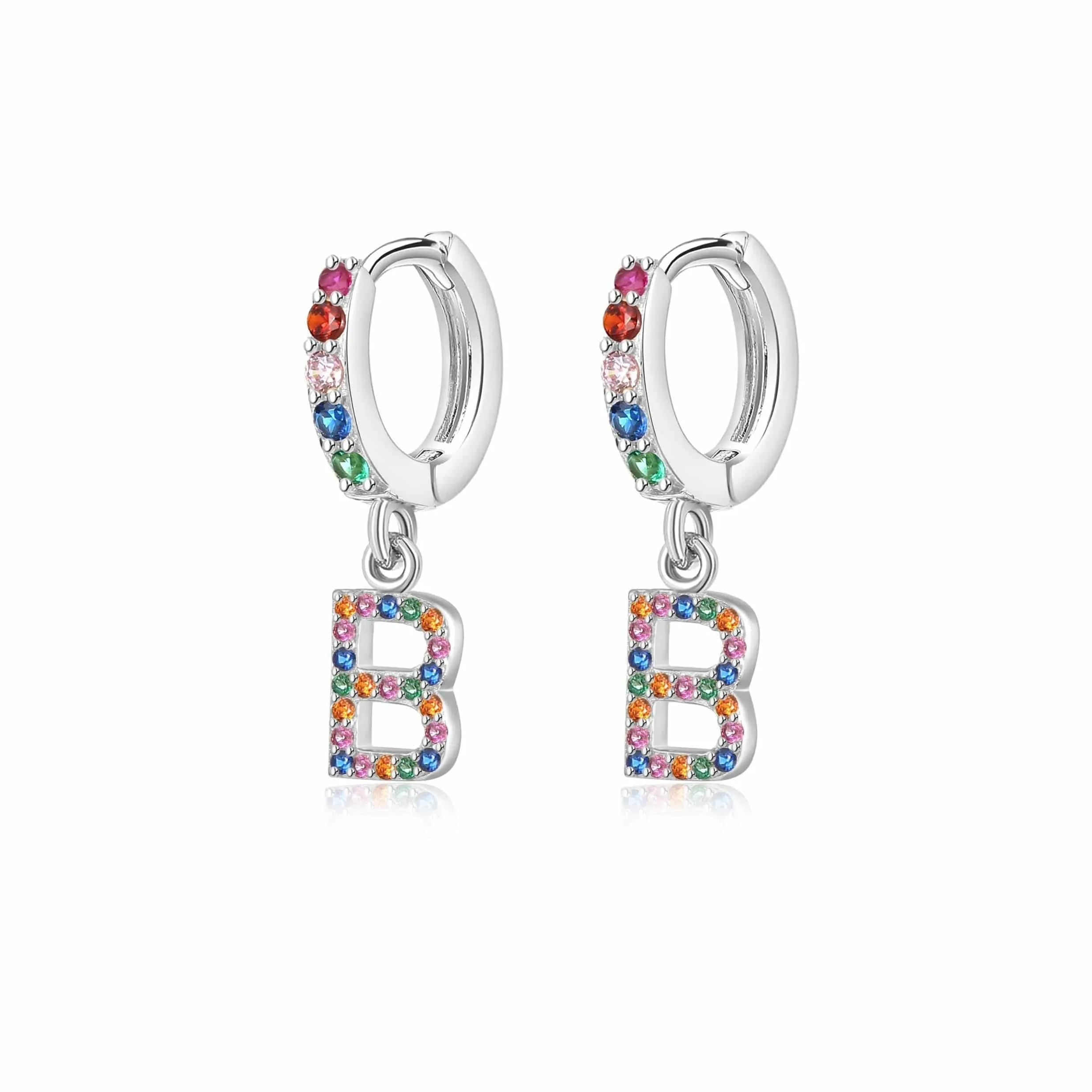 "Rainbow Initial Hoops" Earrings