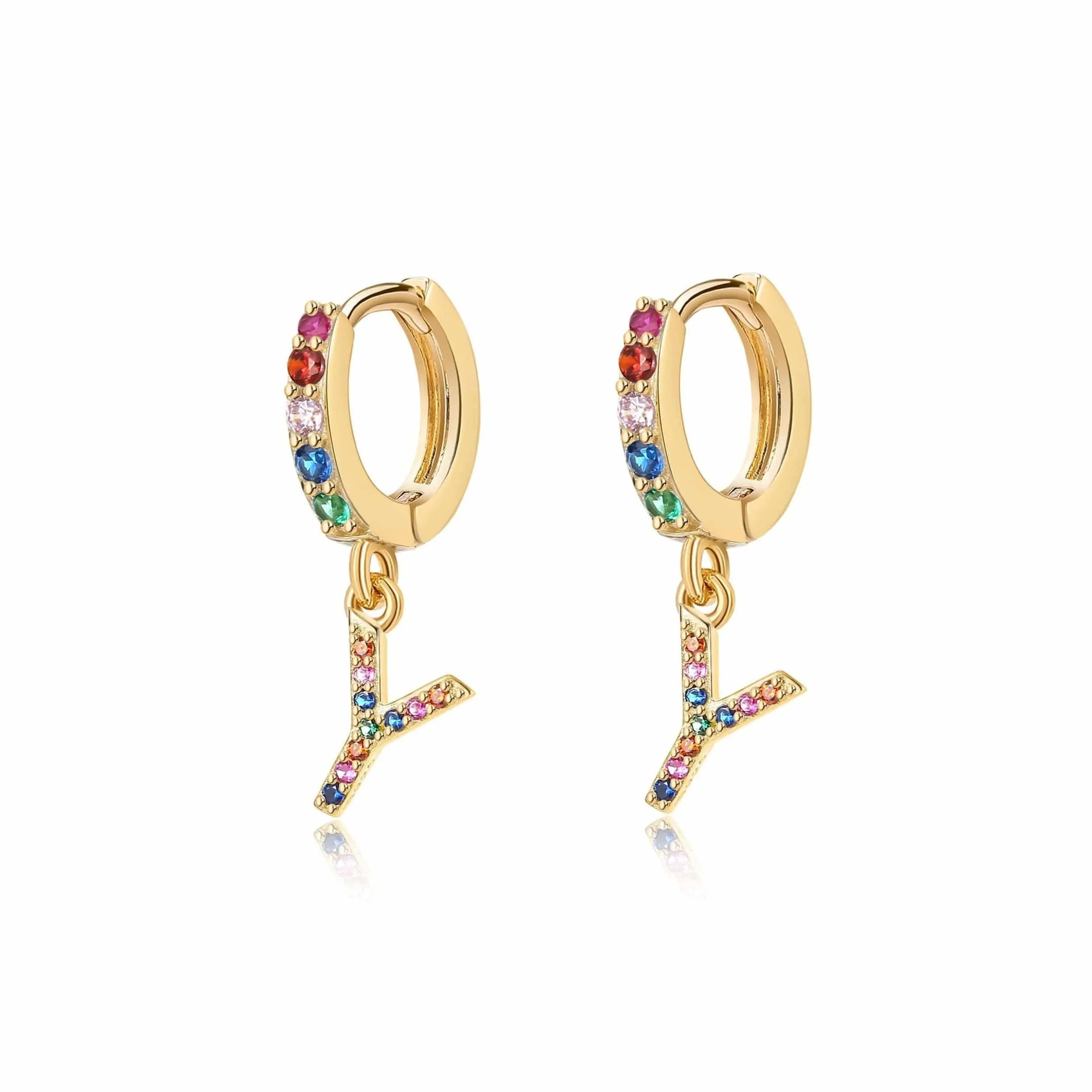 "Rainbow Initial Hoops" Earrings