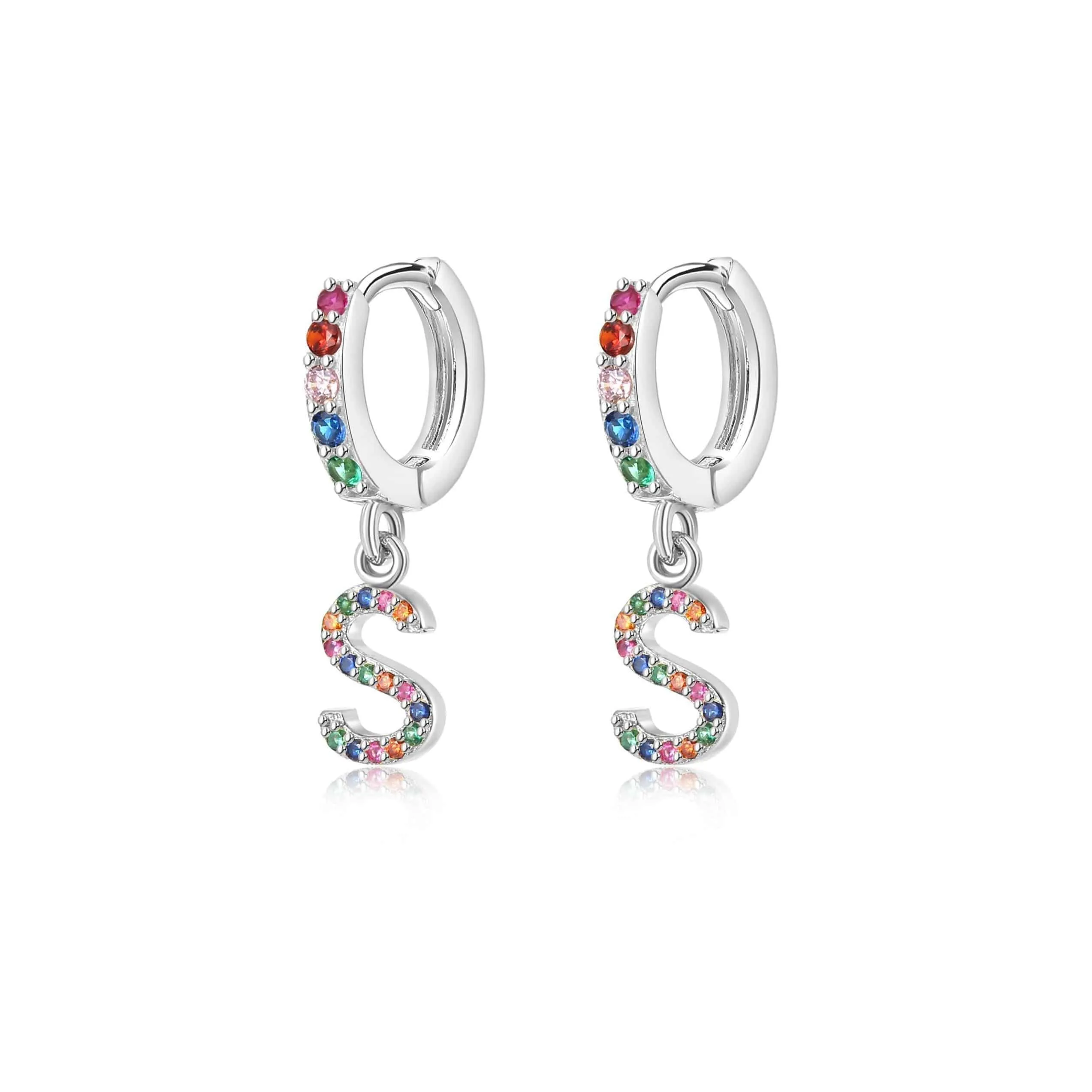 "Rainbow Initial Hoops" Earrings