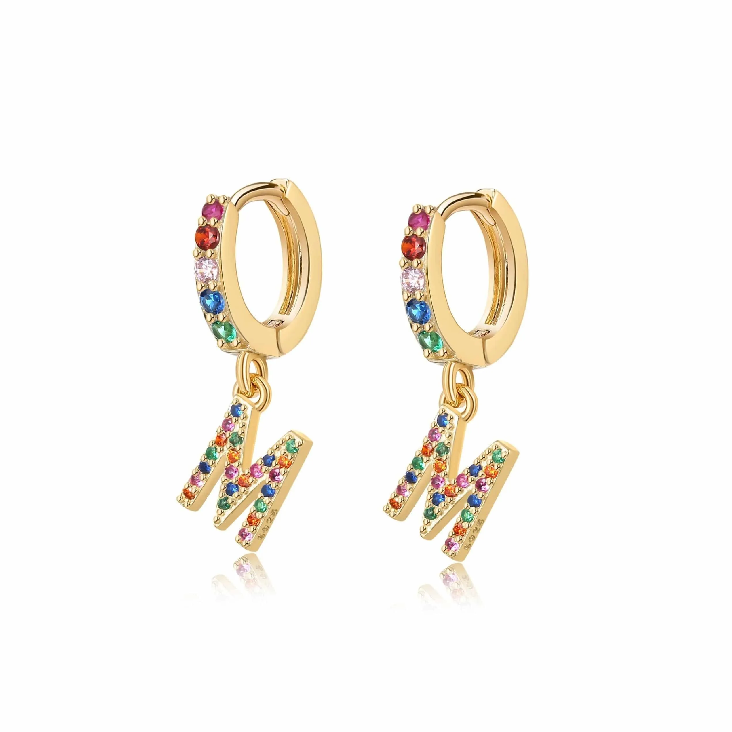 "Rainbow Initial Hoops" Earrings