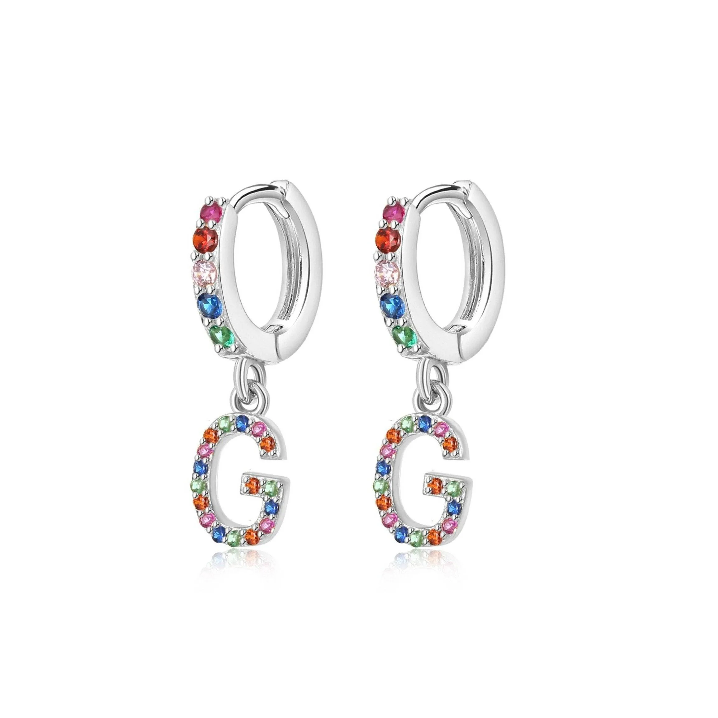 "Rainbow Initial Hoops" Earrings