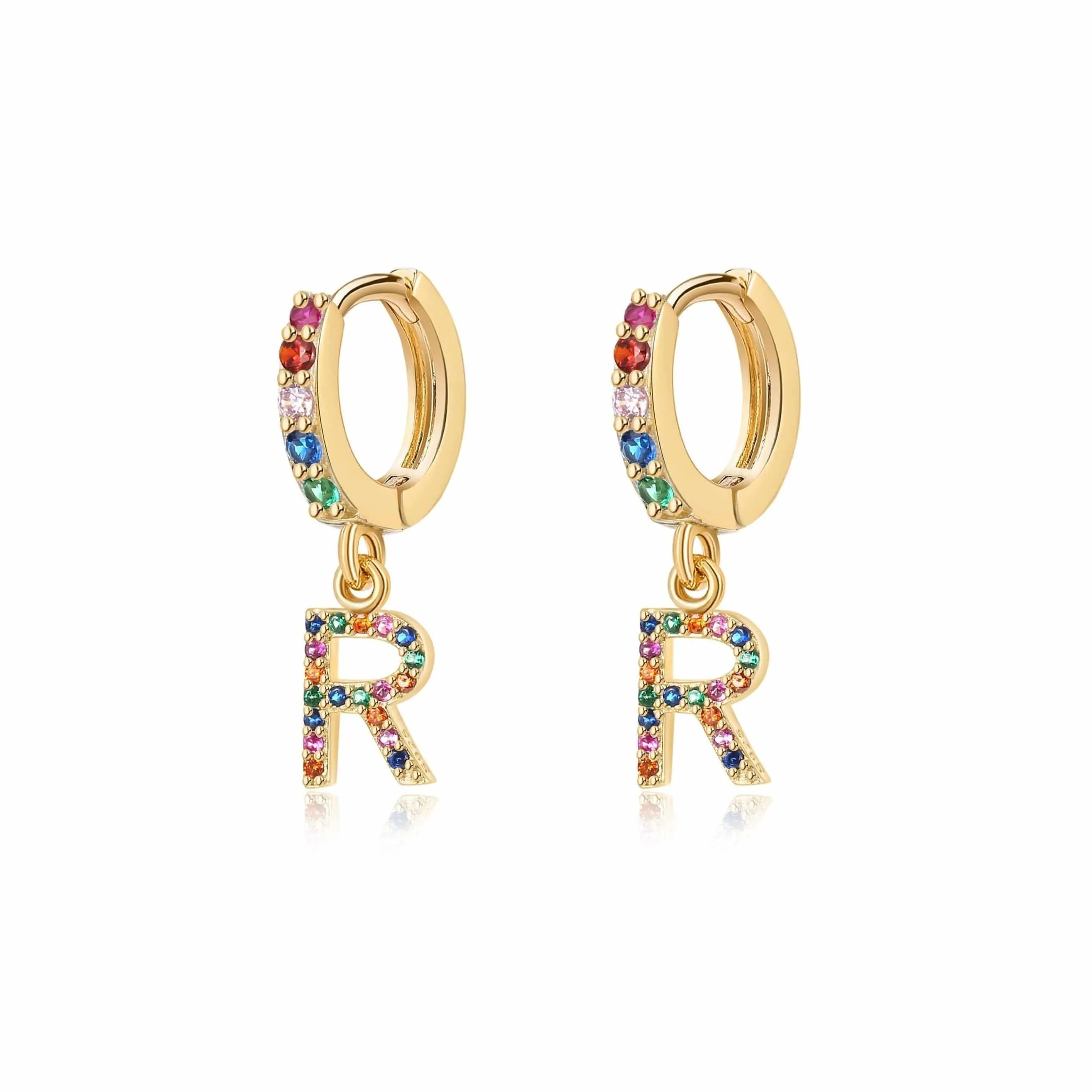 "Rainbow Initial Hoops" Earrings