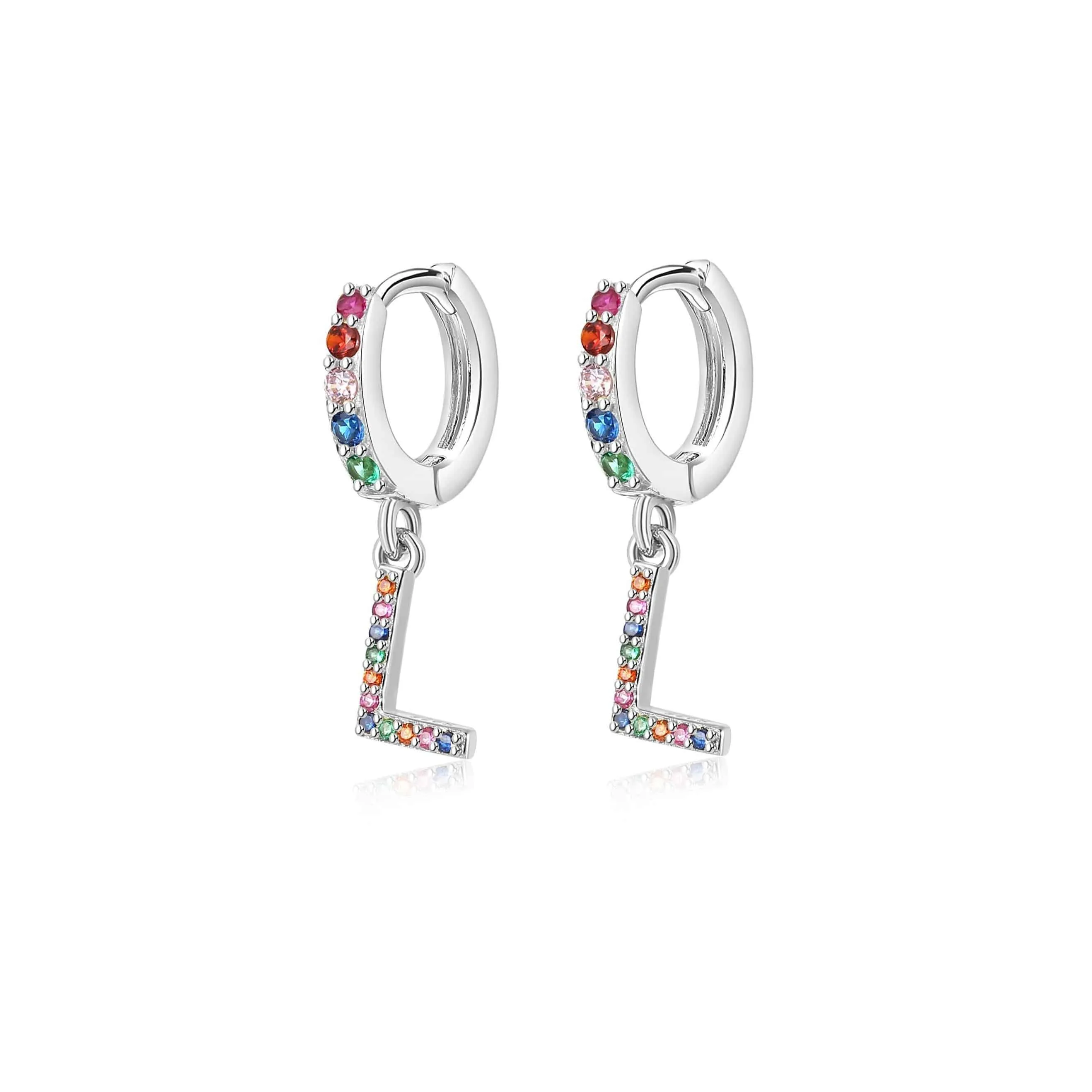 "Rainbow Initial Hoops" Earrings