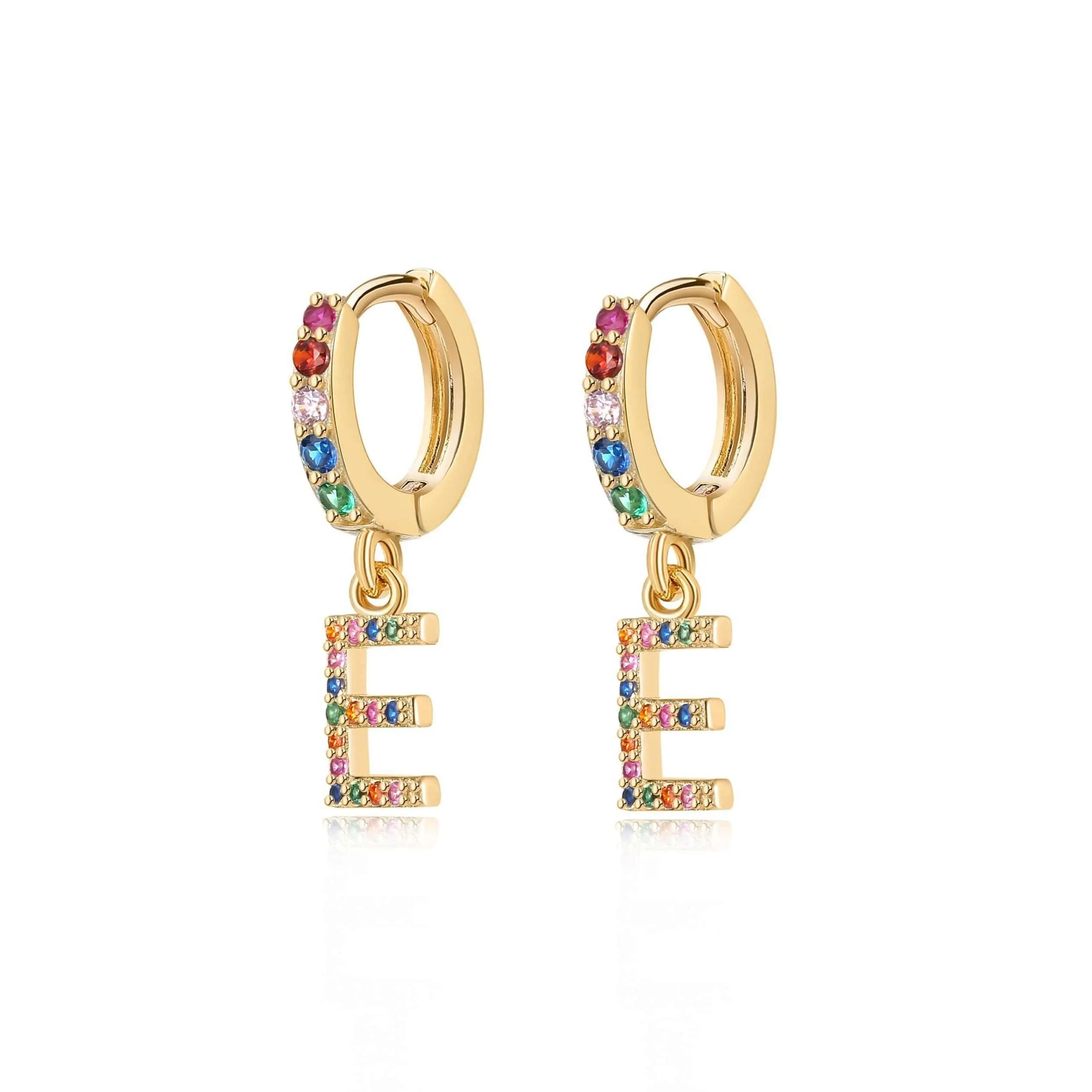 "Rainbow Initial Hoops" Earrings