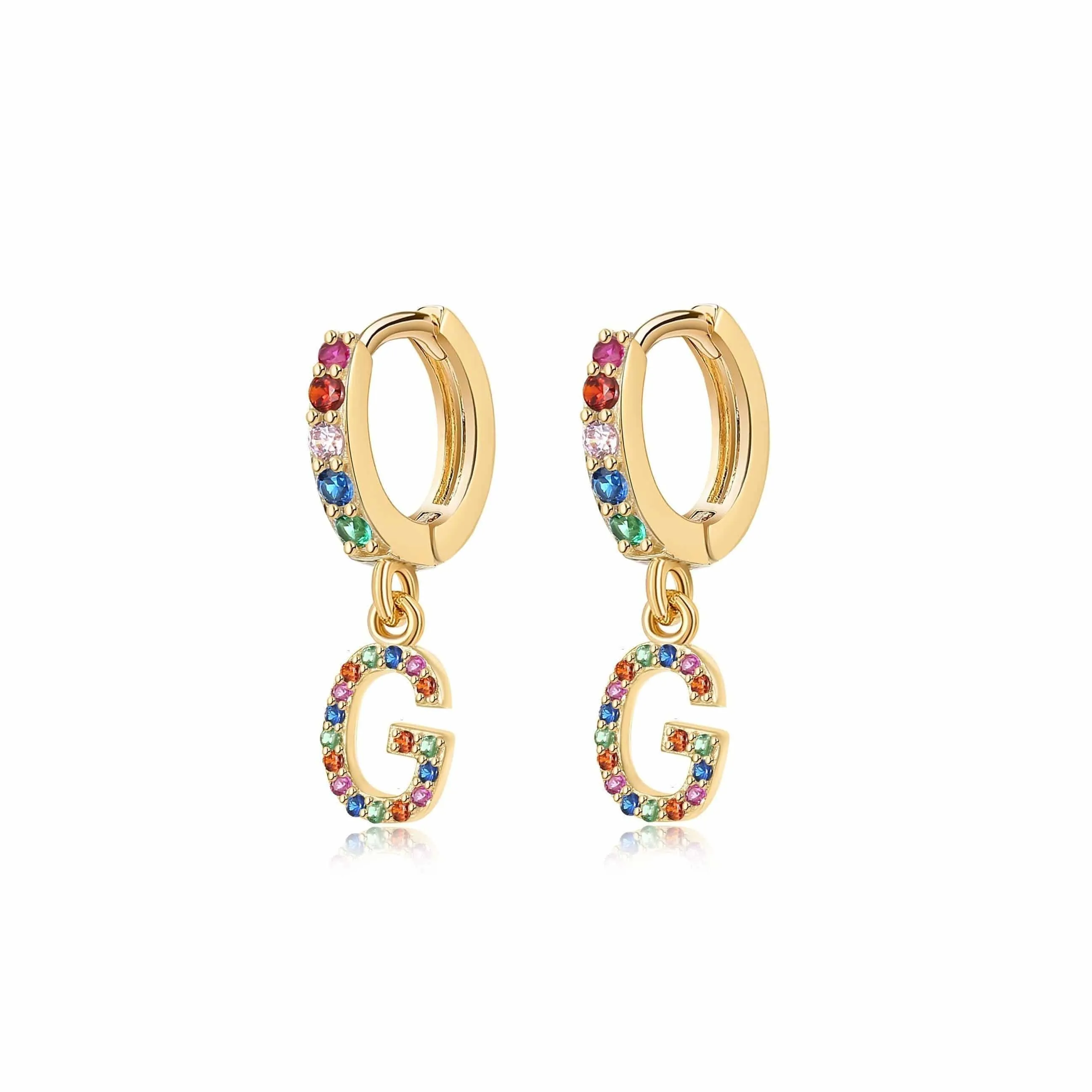 "Rainbow Initial Hoops" Earrings