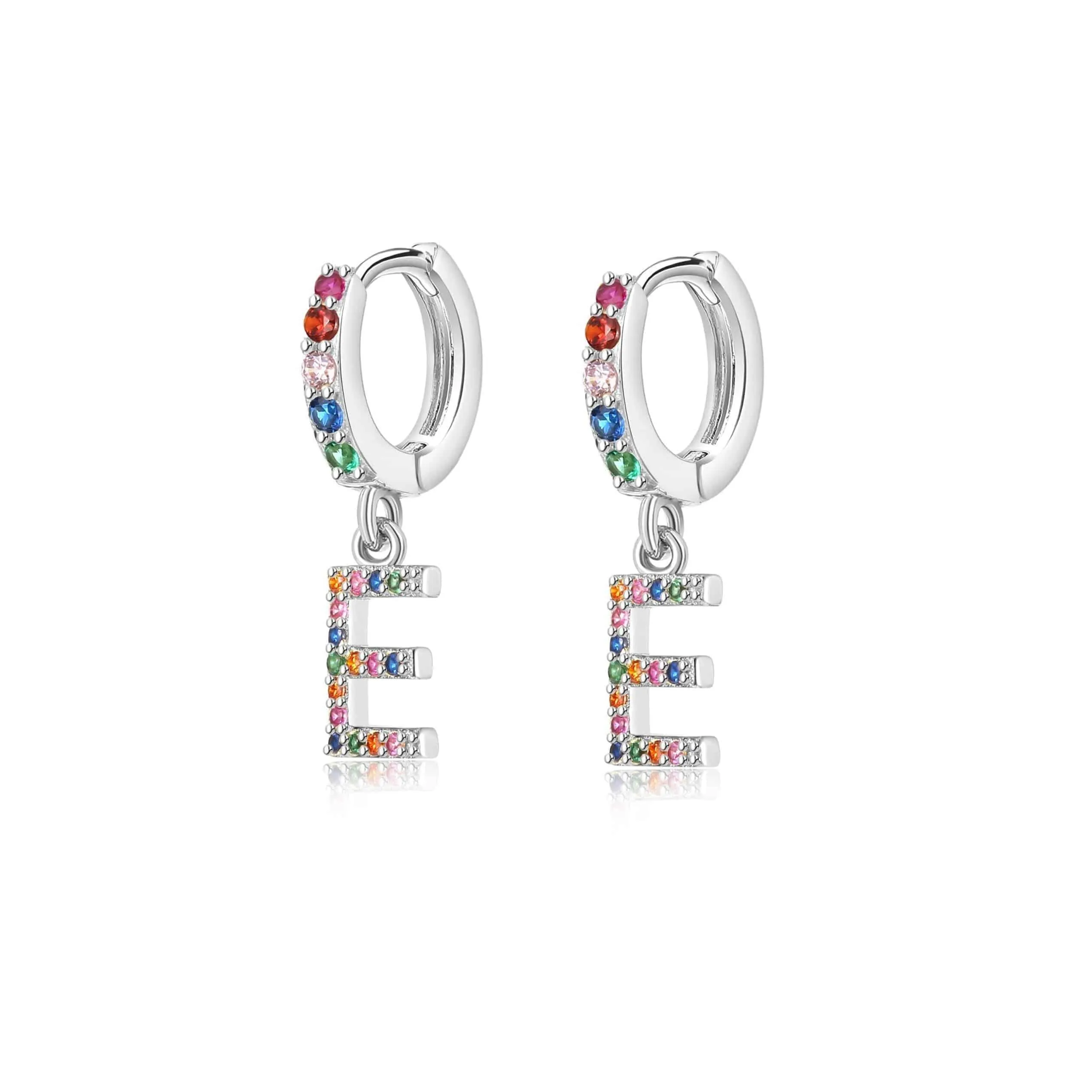 "Rainbow Initial Hoops" Earrings