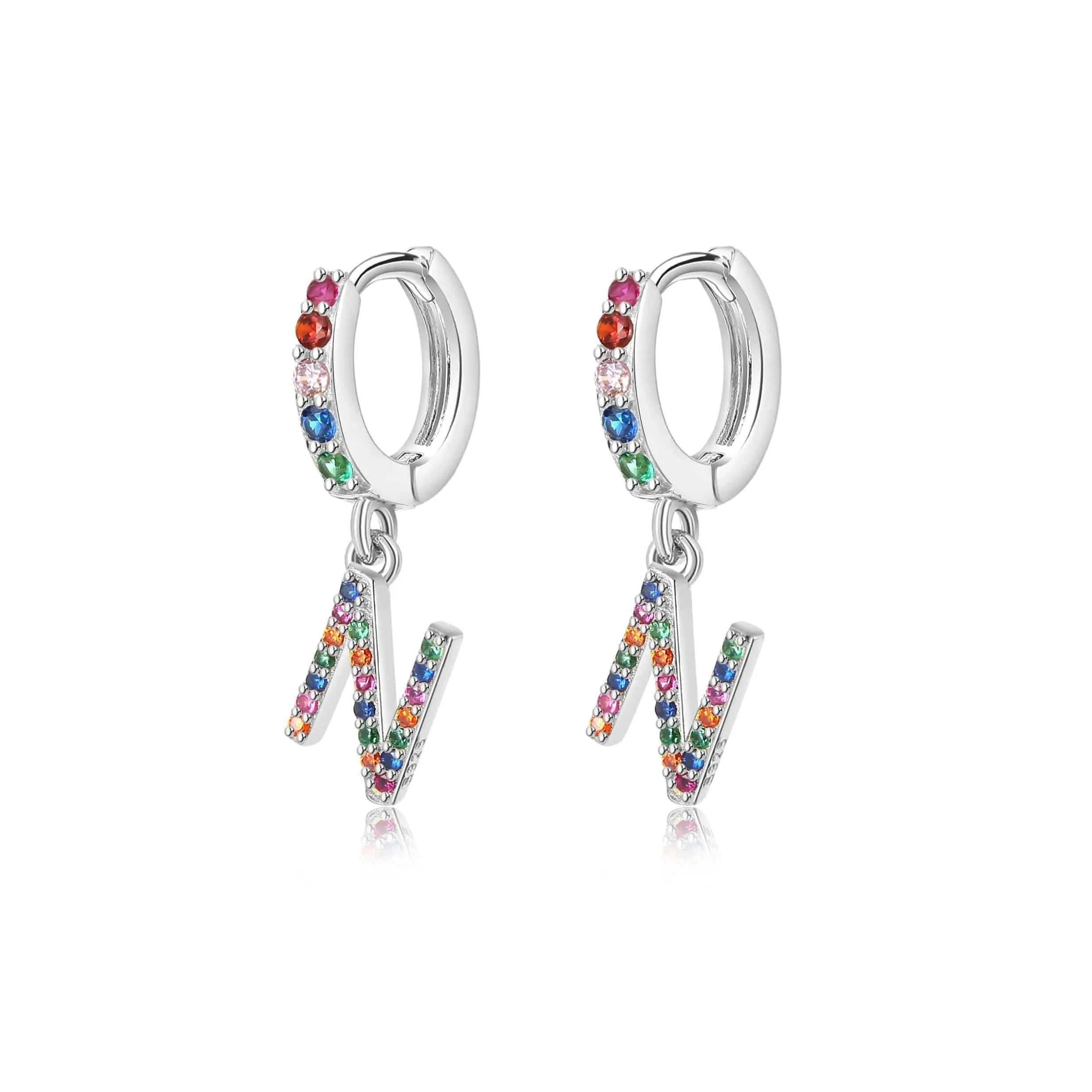 "Rainbow Initial Hoops" Earrings