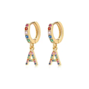 "Rainbow Initial Hoops" Earrings