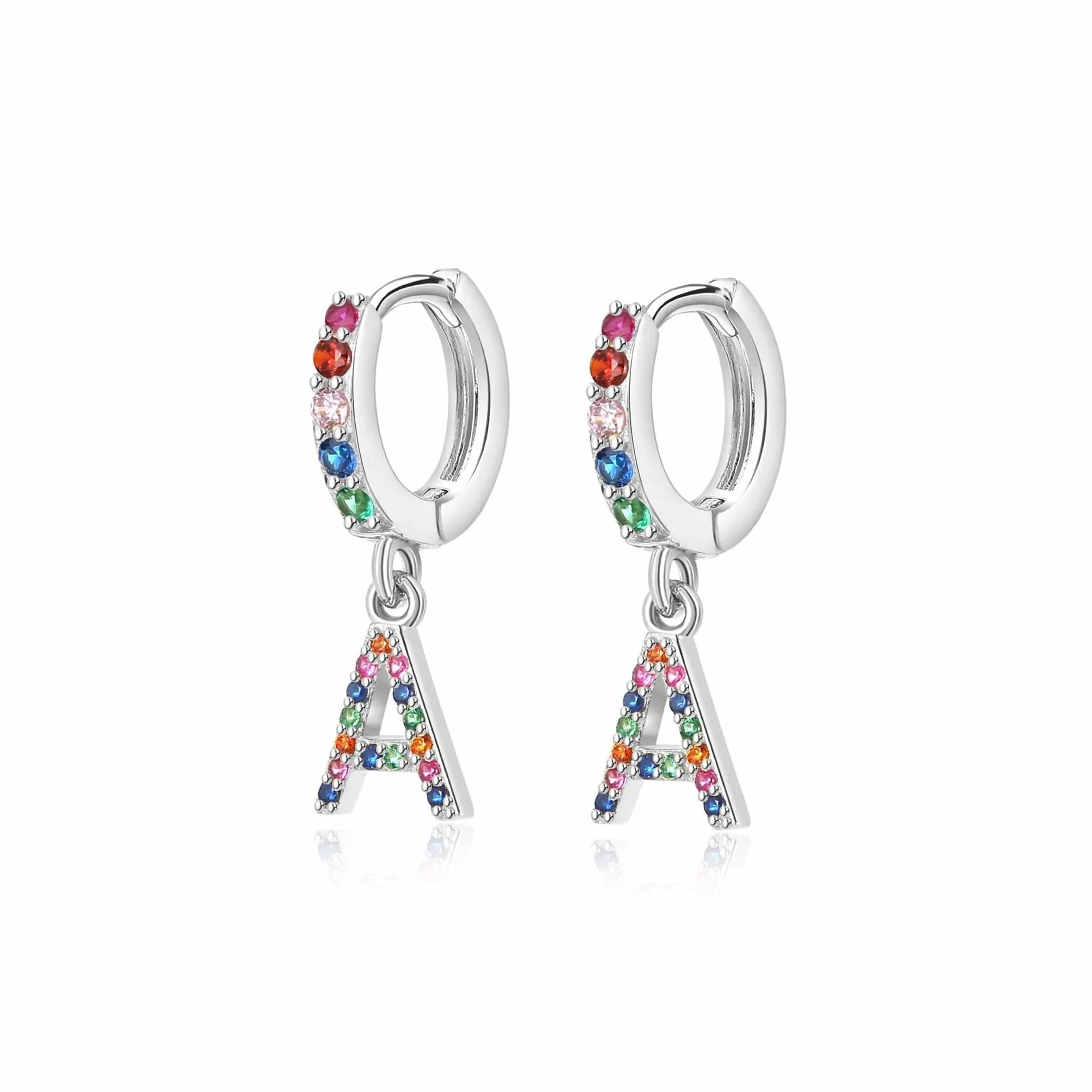 "Rainbow Initial Hoops" Earrings