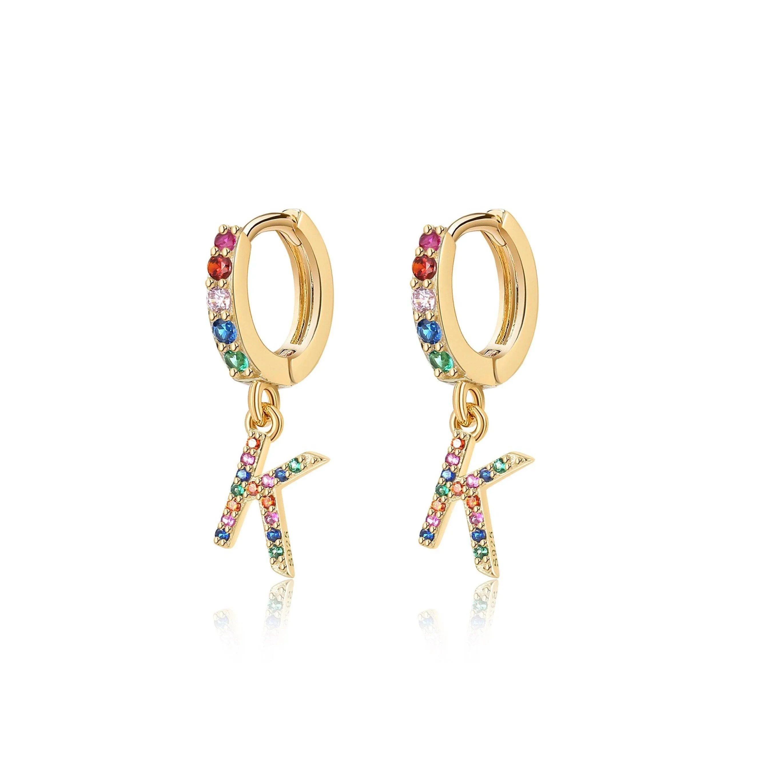 "Rainbow Initial Hoops" Earrings