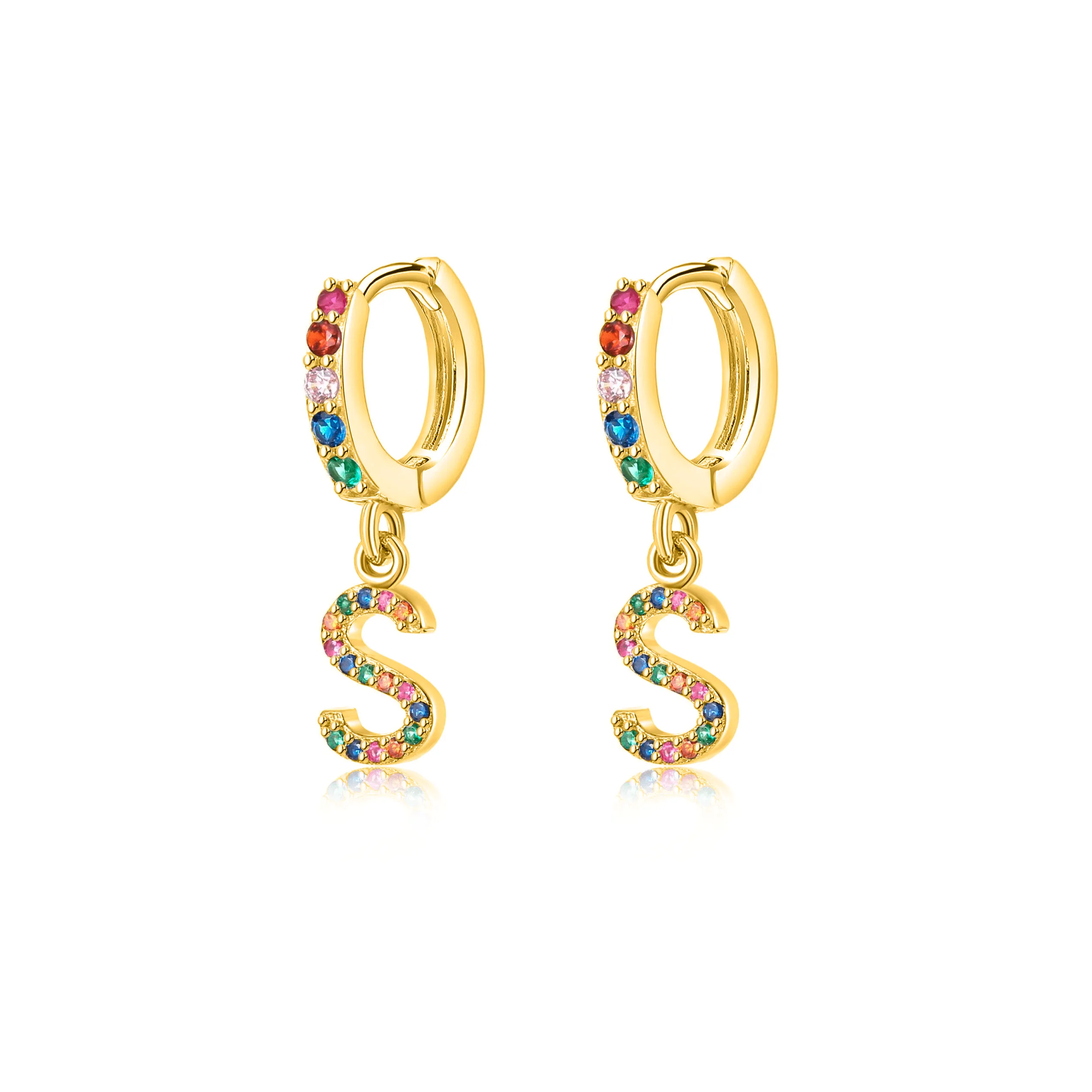 "Rainbow Initial Hoops" Earrings