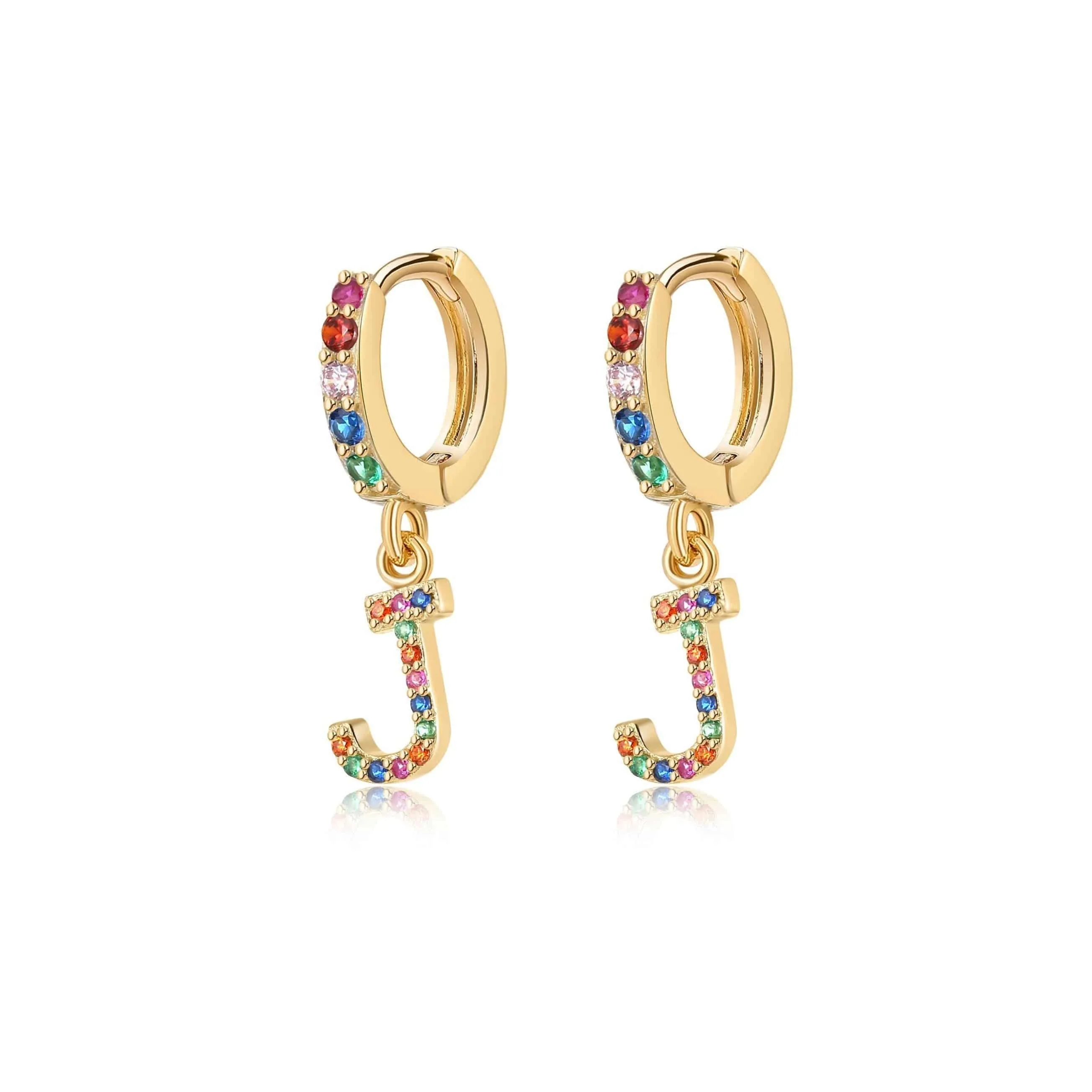 "Rainbow Initial Hoops" Earrings