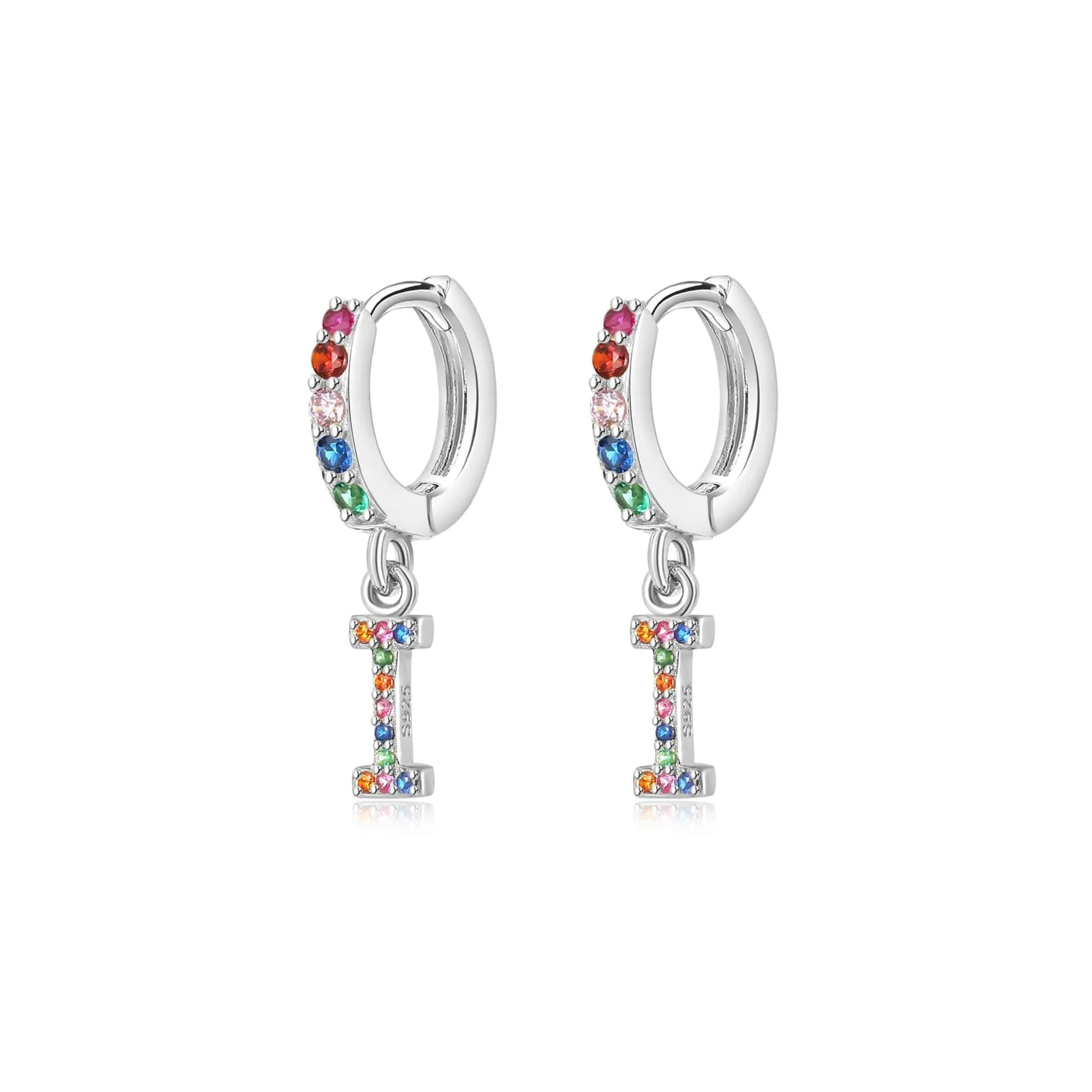 "Rainbow Initial Hoops" Earrings